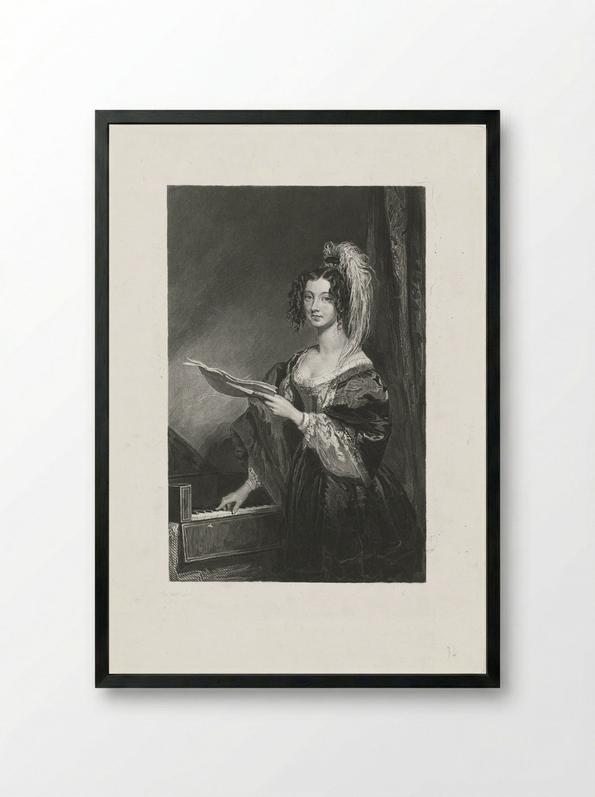 Dame voor een klavier - Johannes de Mare - Framed Print Black
