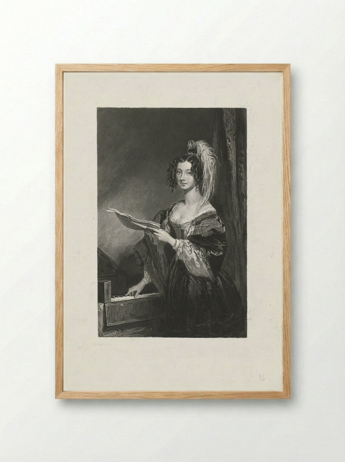 Dame voor een klavier - Johannes de Mare - Framed Print Wood