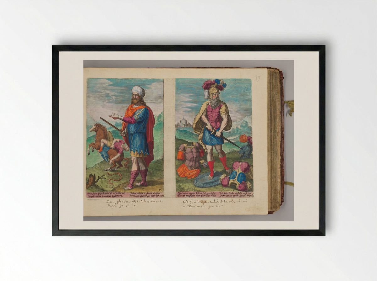 Dan and Gad - Johann Sadeler I - Framed Print Black