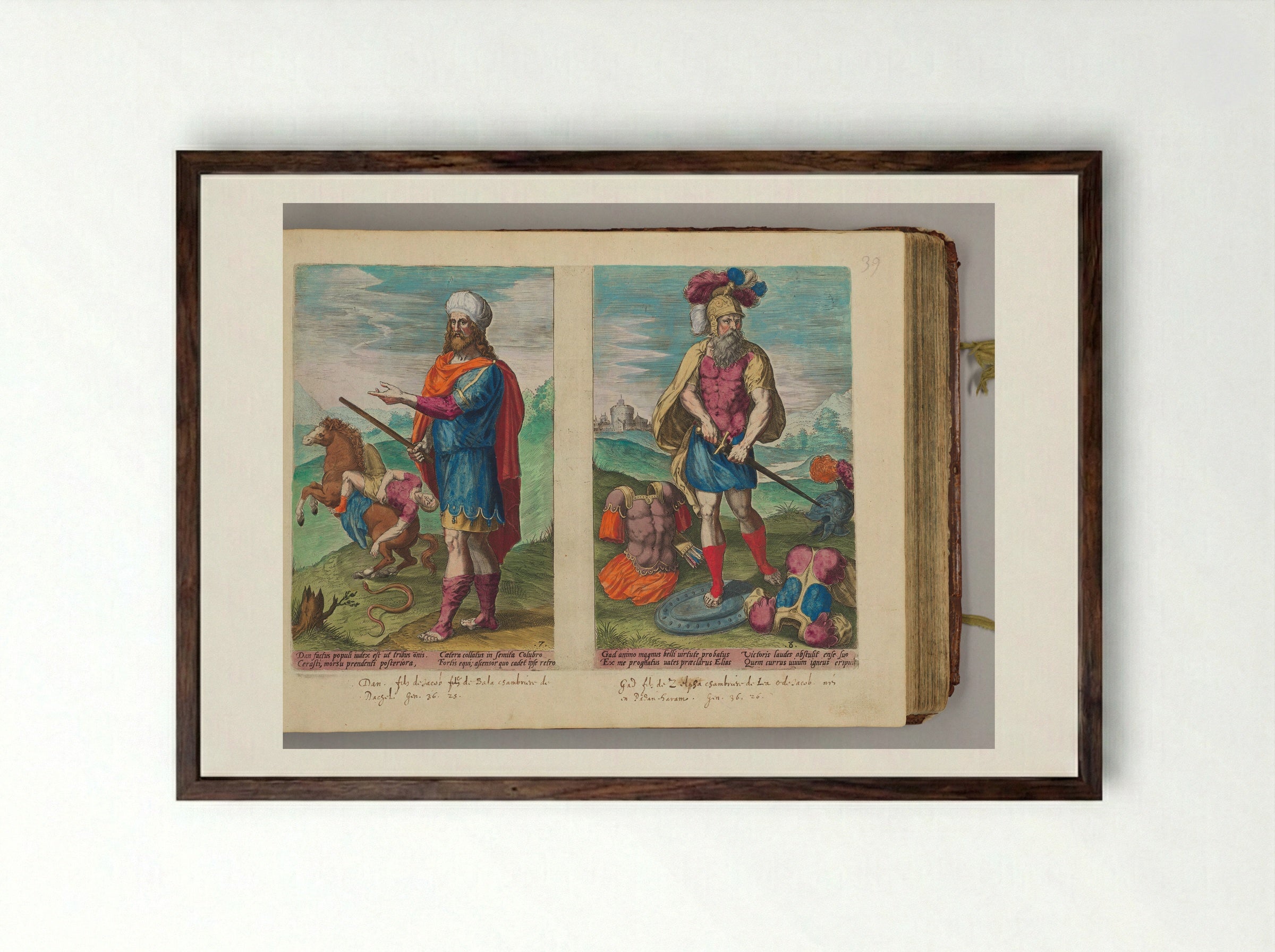 Dan and Gad - Johann Sadeler I - Framed Print Dark Wood
