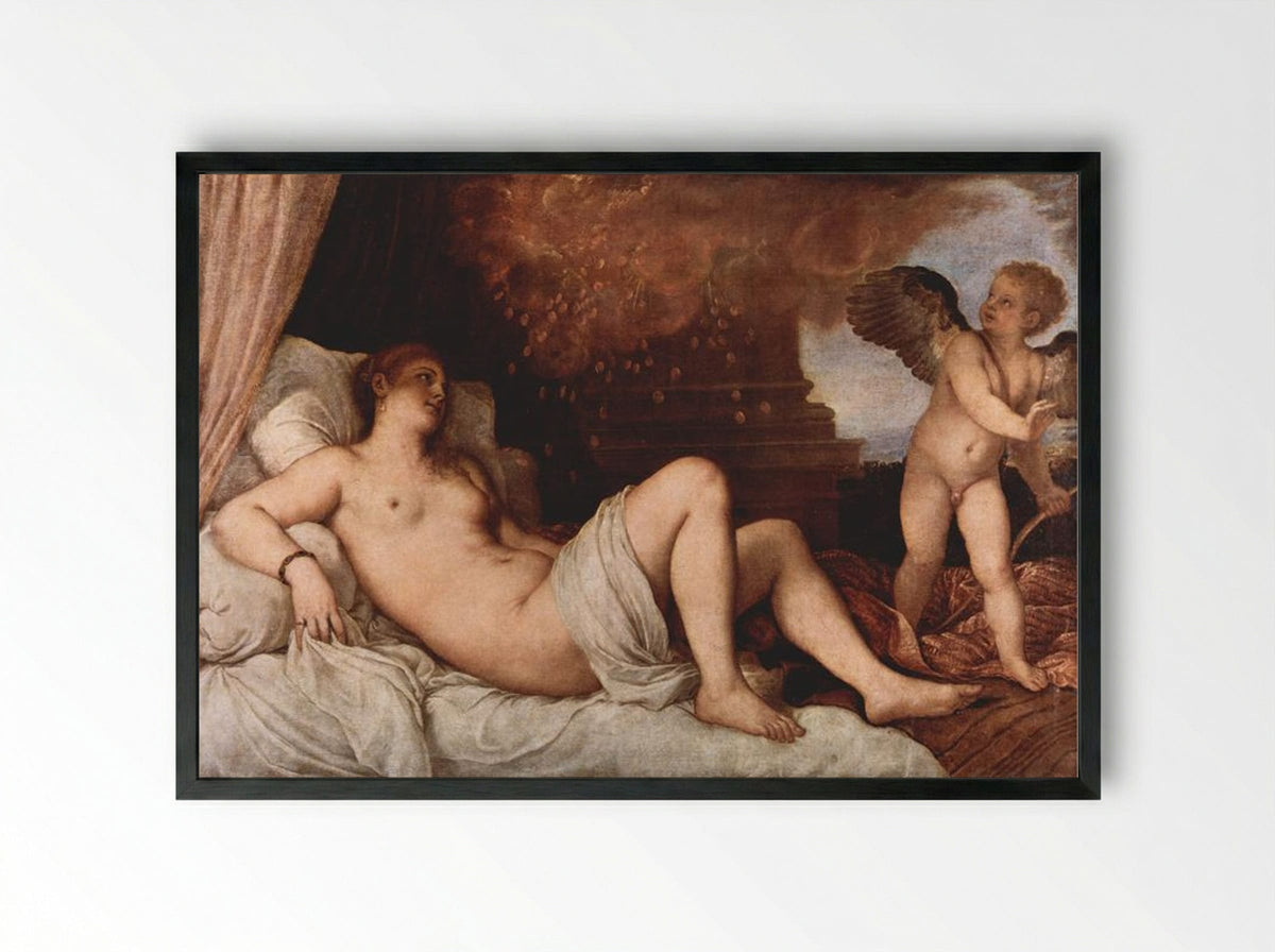 Danaë - Titian - Framed Print Black