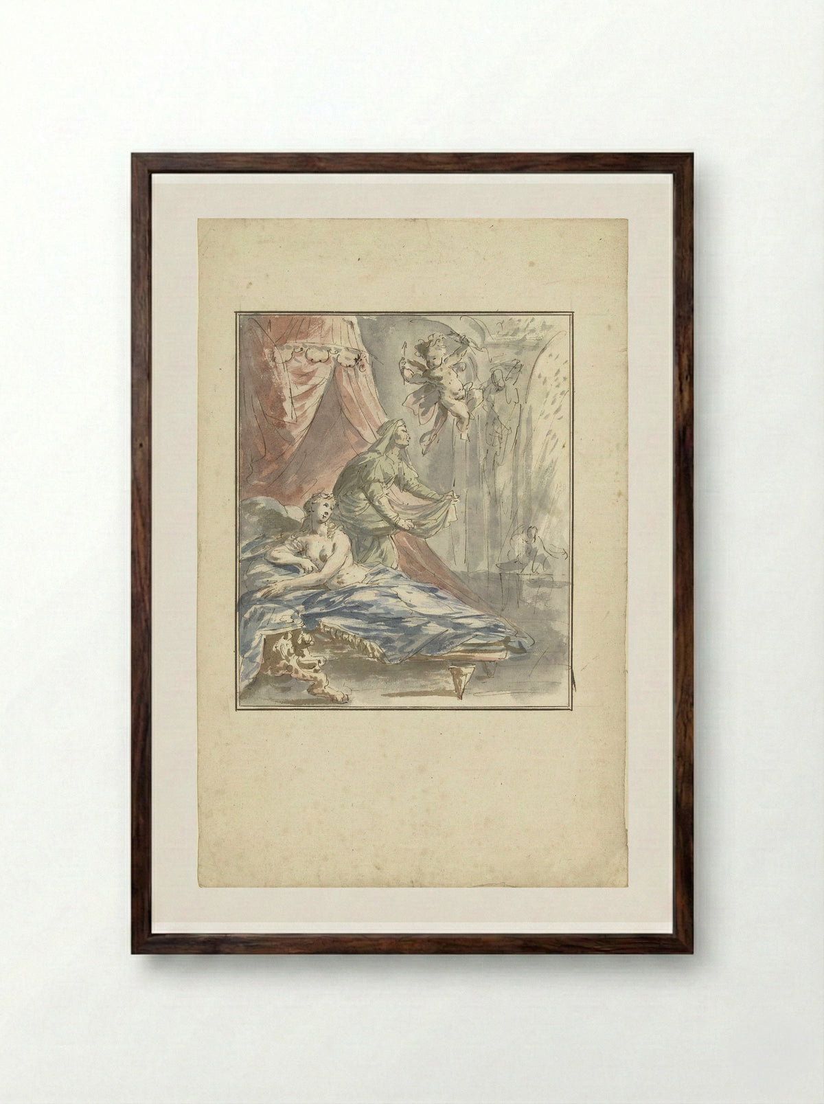 Danaë - Elias van Nijmegen - Framed Print Dark Wood