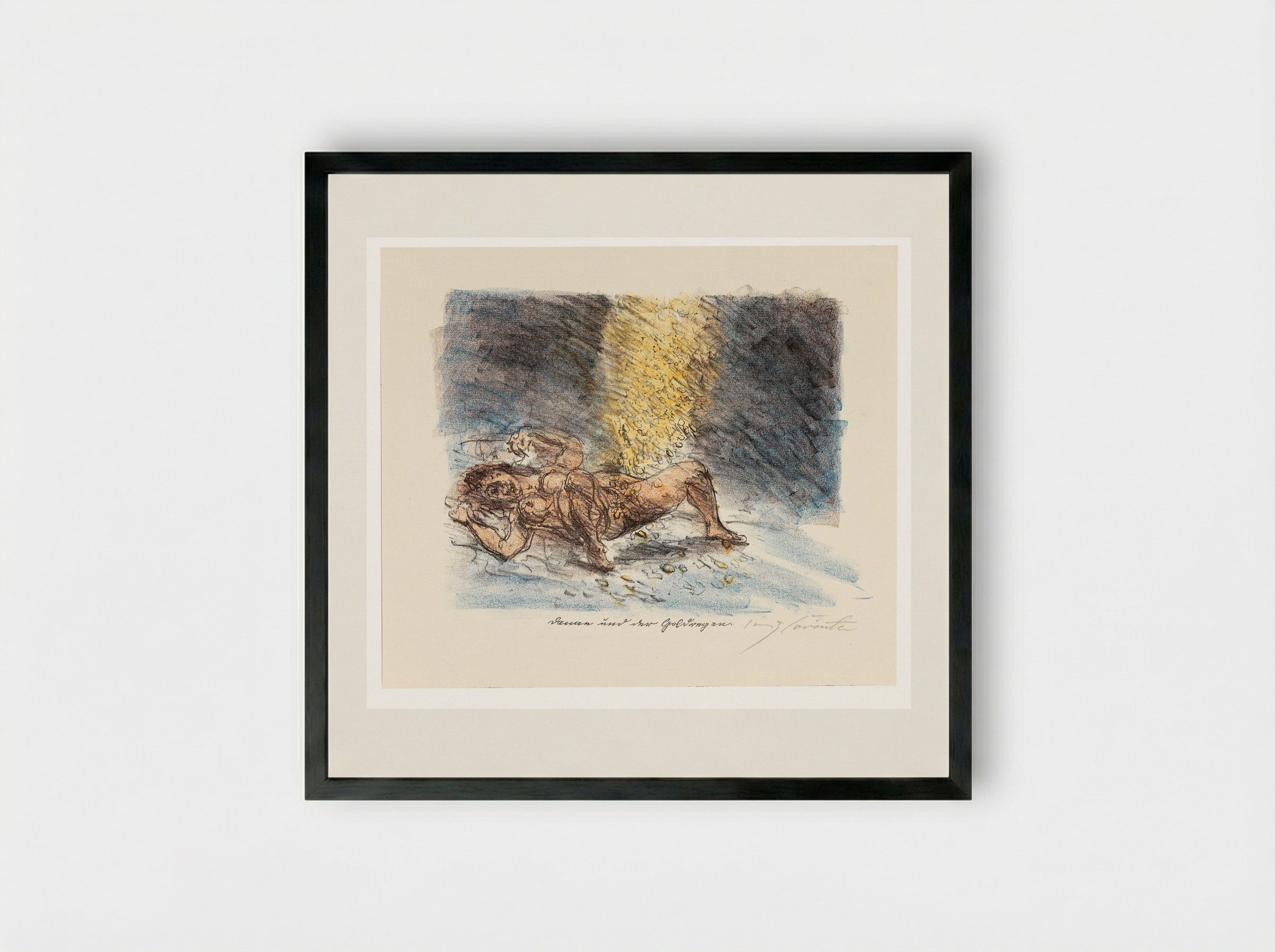 Danae and the Shower of Gold - Lovis Corinth - Framed Print Black