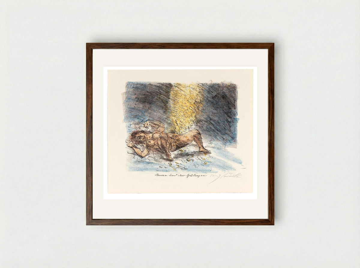 Danae and the Shower of Gold - Lovis Corinth - Framed Print Dark Wood