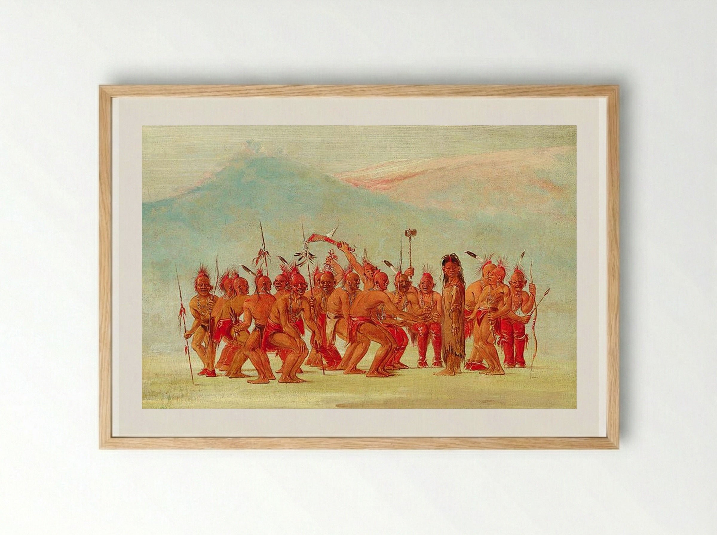 Dance to the Berdache (Sac and Fox) - George Catlin - Framed Print Wood