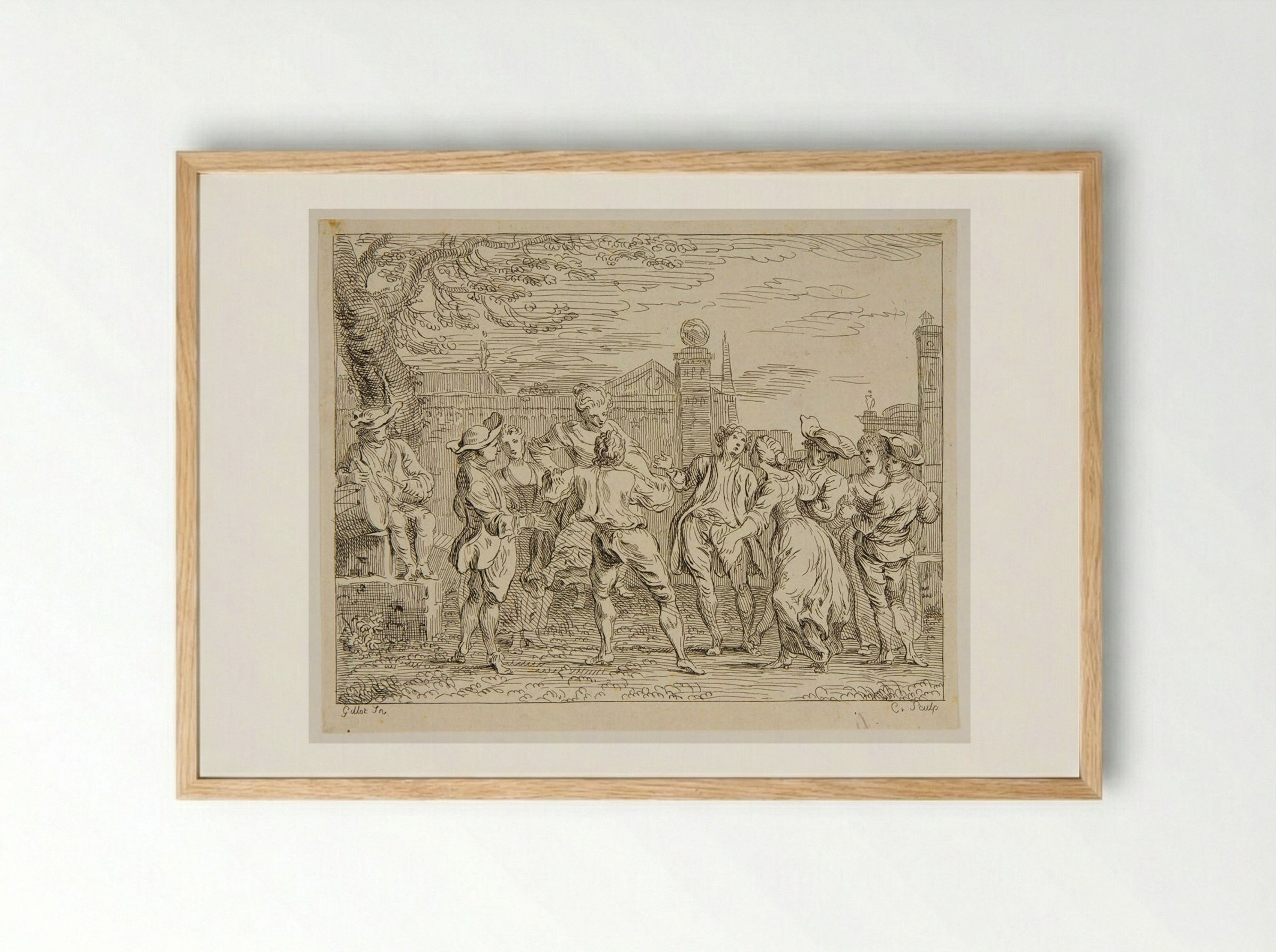 Dance - Anne Claude de Thubières, comte de Caylus - Framed Print Wood
