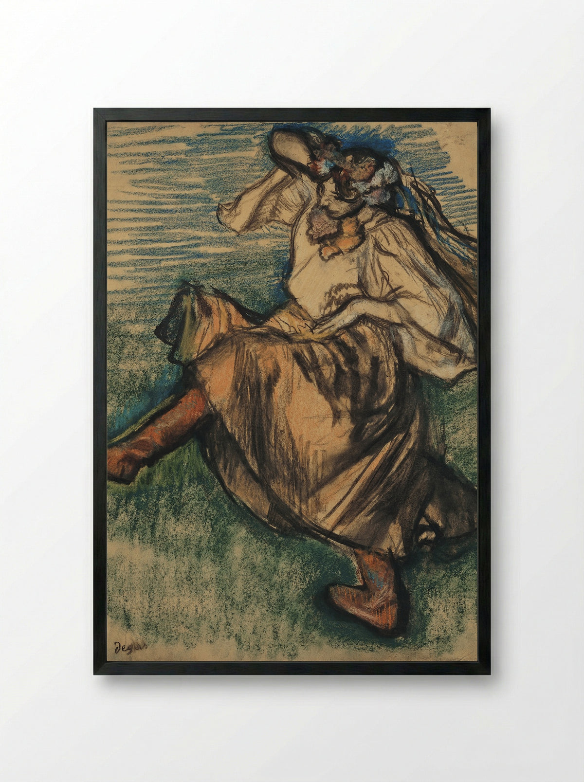 Dancer in Ukrainian Dress - Edgar Degas - Framed Print Black