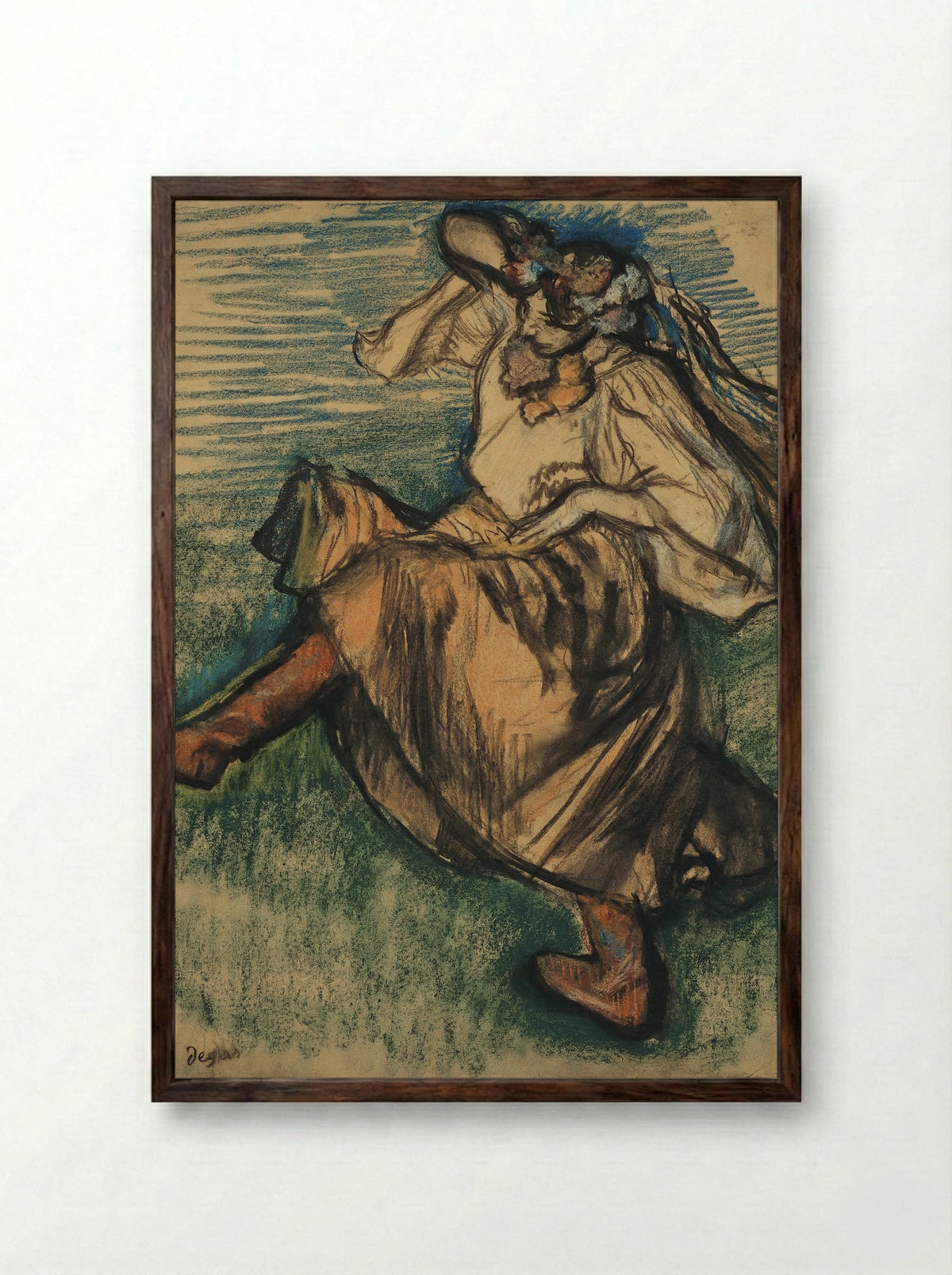 Dancer in Ukrainian Dress - Edgar Degas - Framed Print Dark Wood