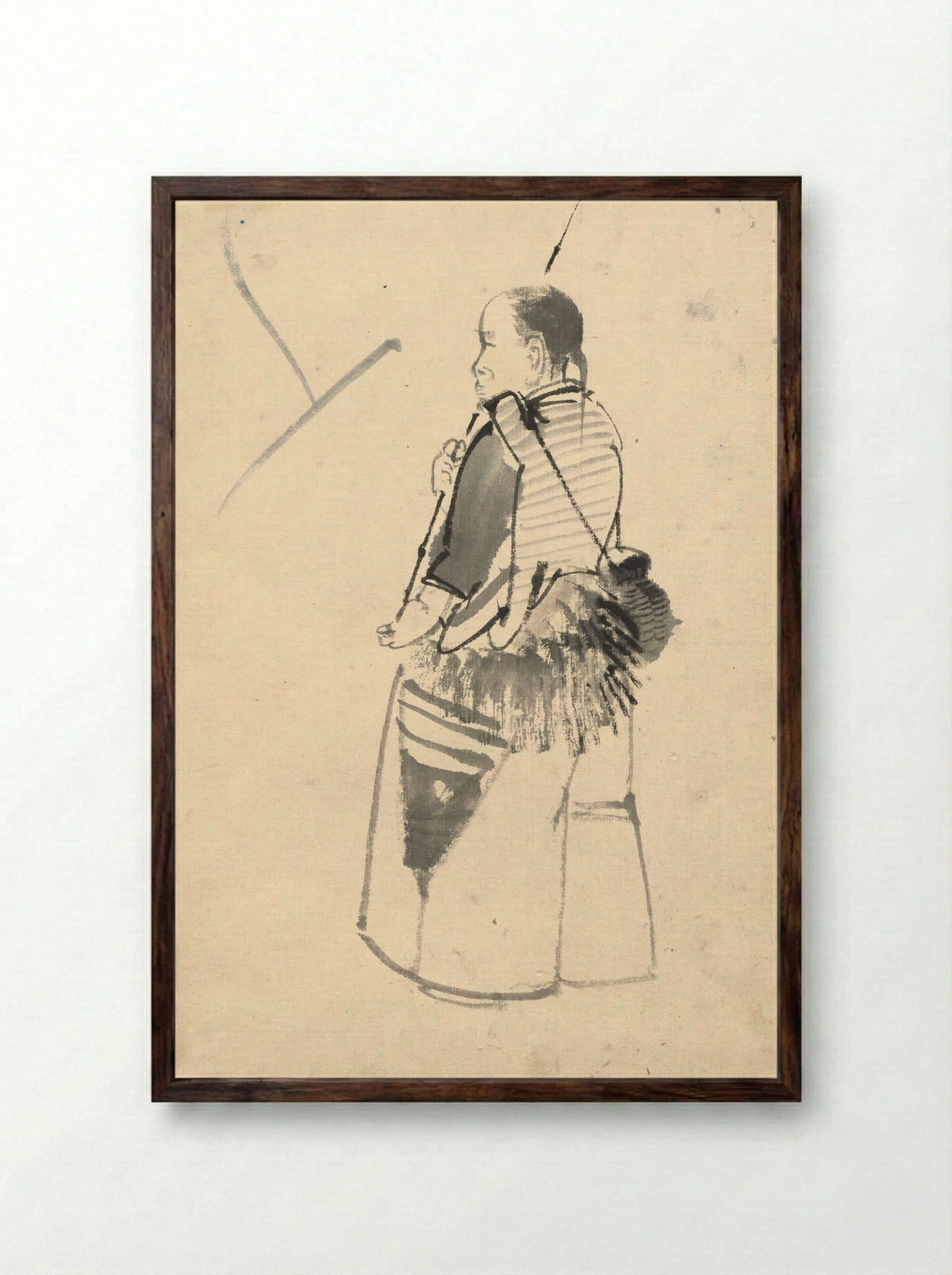 Dancer in a Fisherman's Costume - Kono Bairei - Framed Print Dark Wood