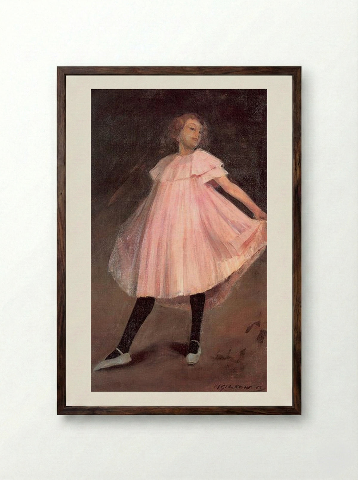 Dancer in a Pink Dress - William James Glackens - Framed Print Dark Wood
