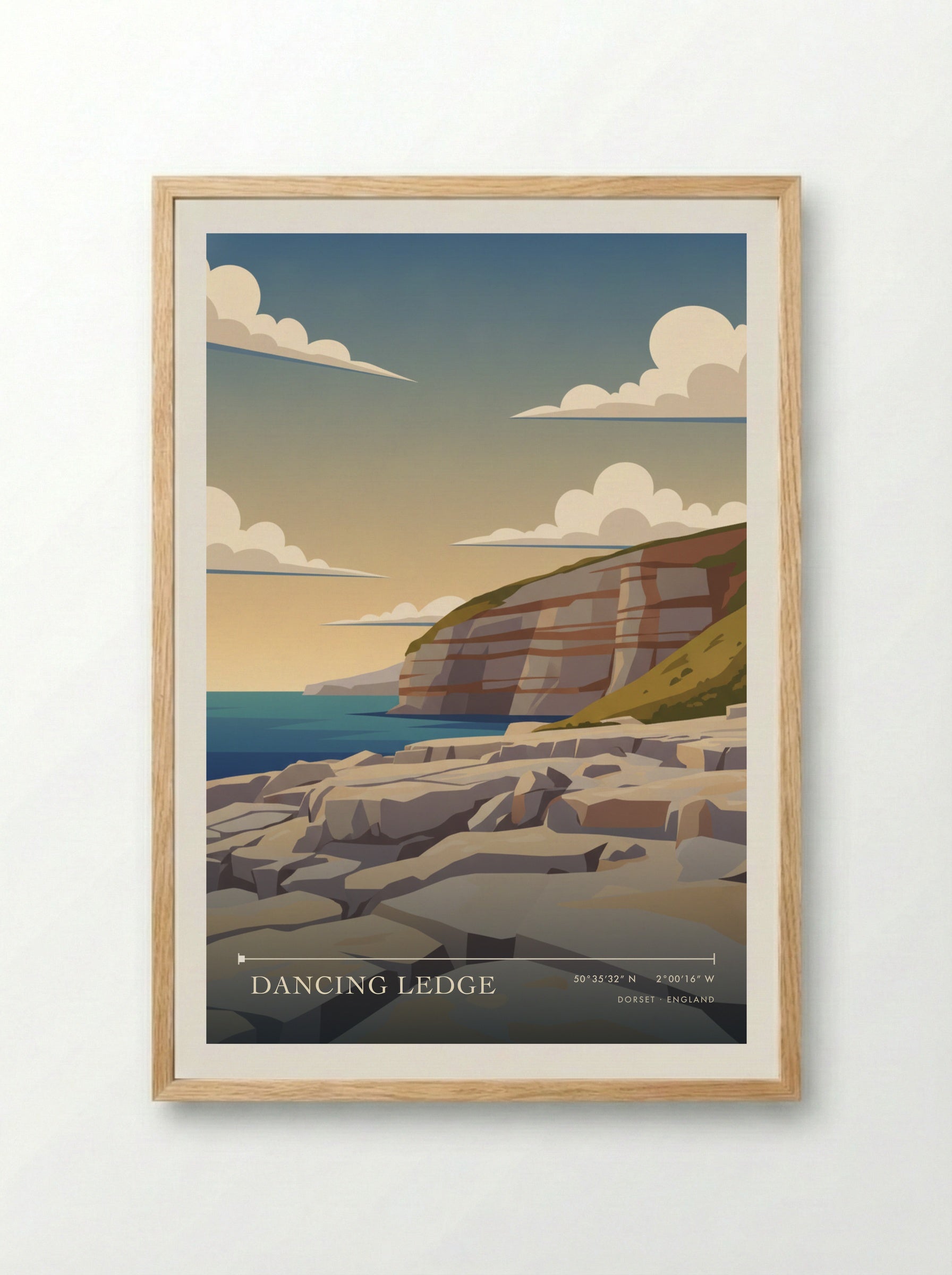 Dancing Ledge Dorset England Travel Poster - Framed Print Wood