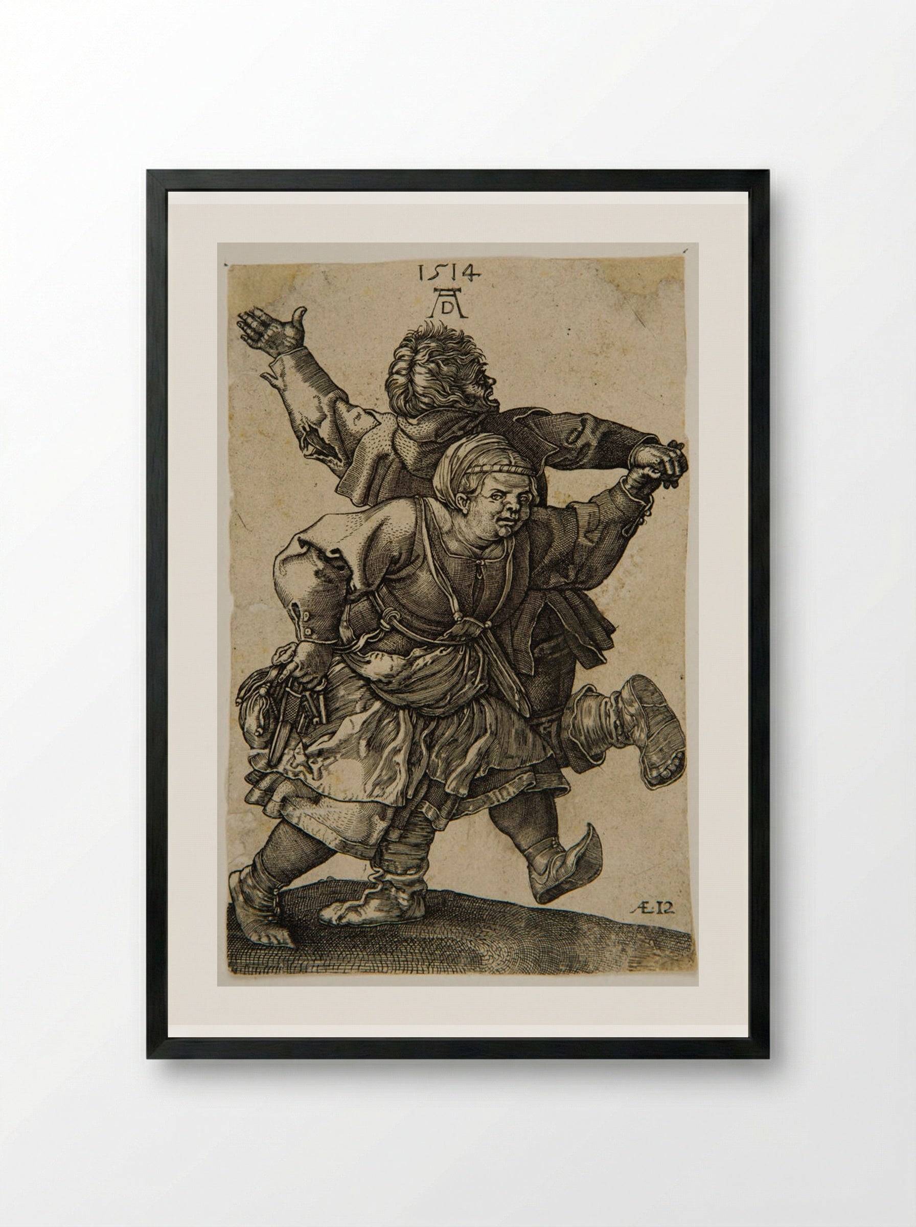 Dancing Peasants - Albrecht Dürer - Framed Print Black