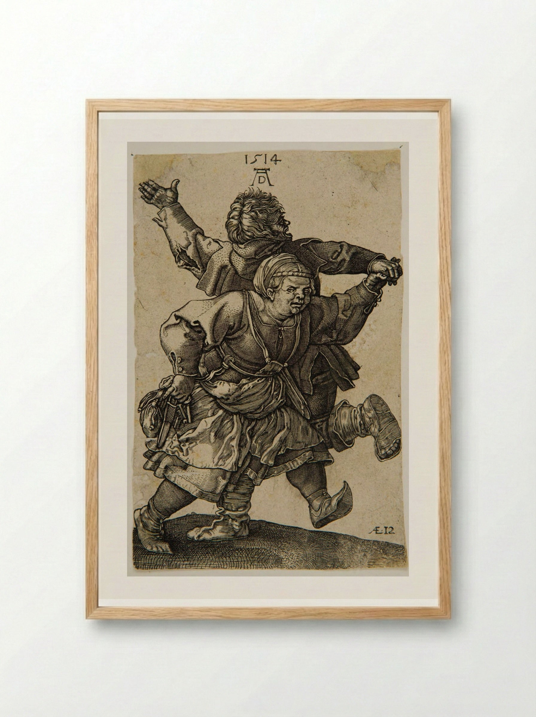 Dancing Peasants - Albrecht Dürer - Framed Print Wood