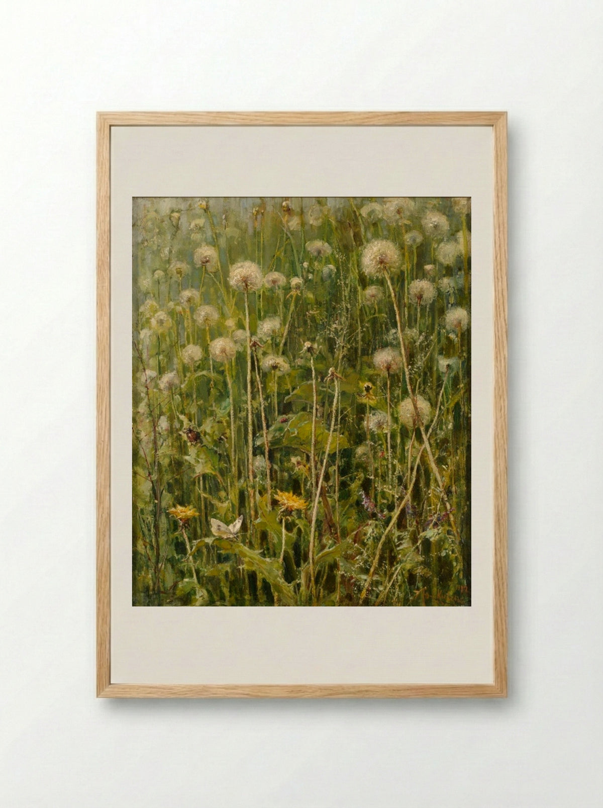 Dandelions in a Meadow - Julius Sergius von Klever - Framed Print Wood