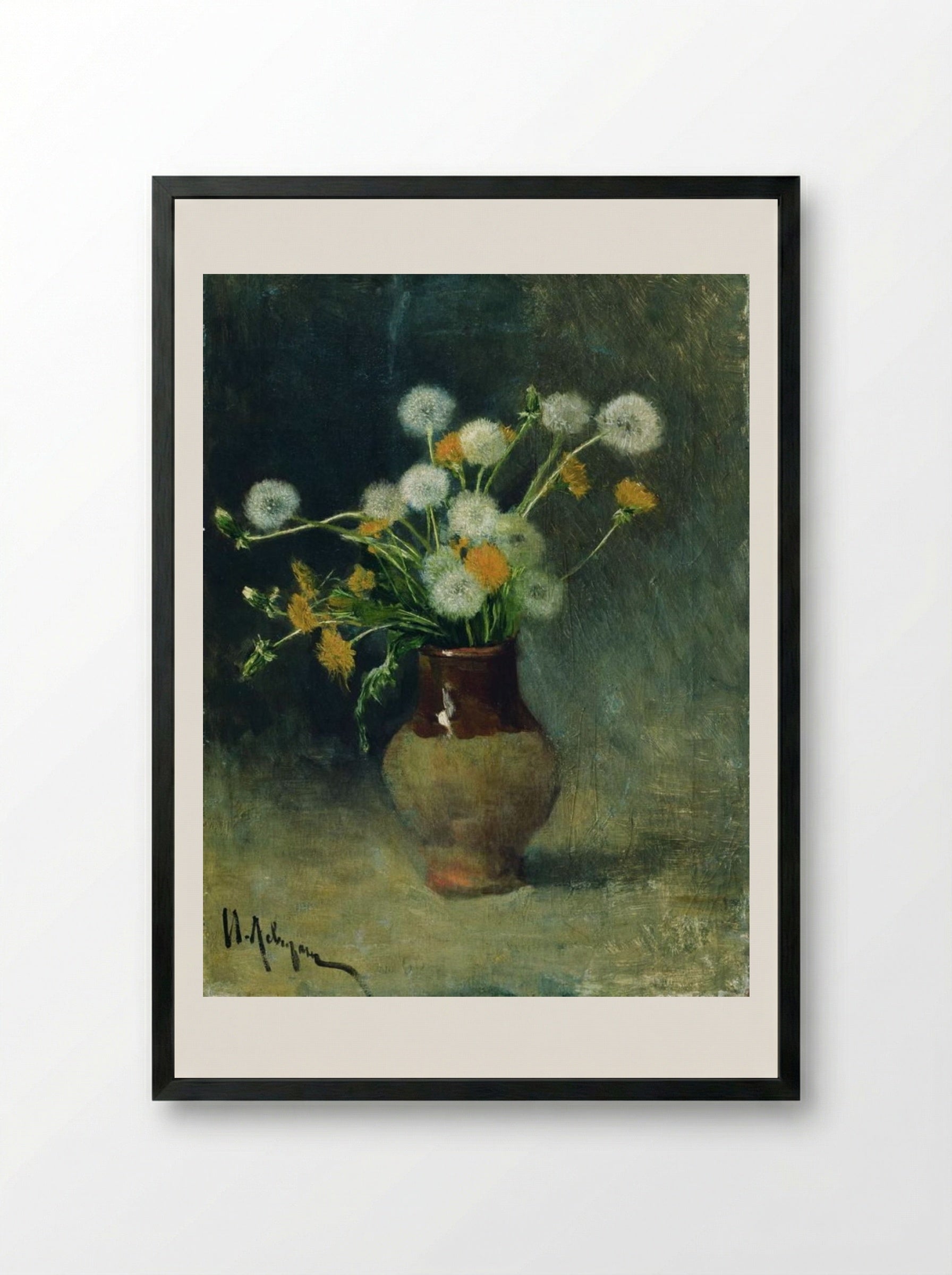 Dandelions - Isaac Levitan - Framed Print Black