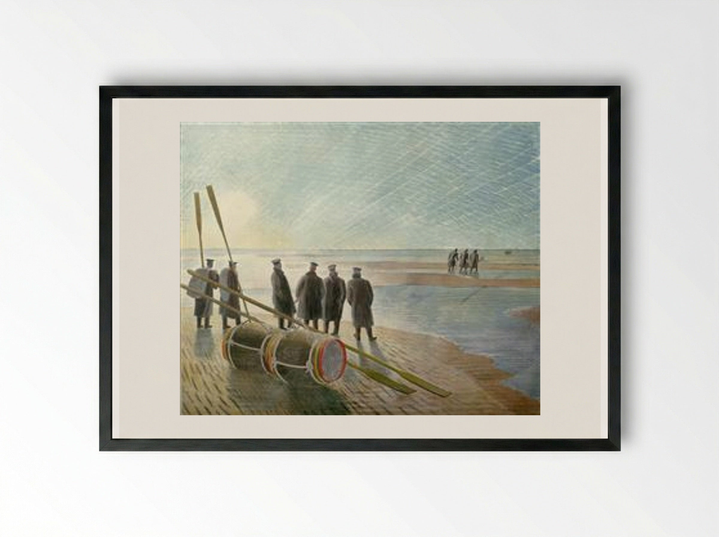 Dangerous Work at Low Tide - Eric Ravilious - Framed Print Black