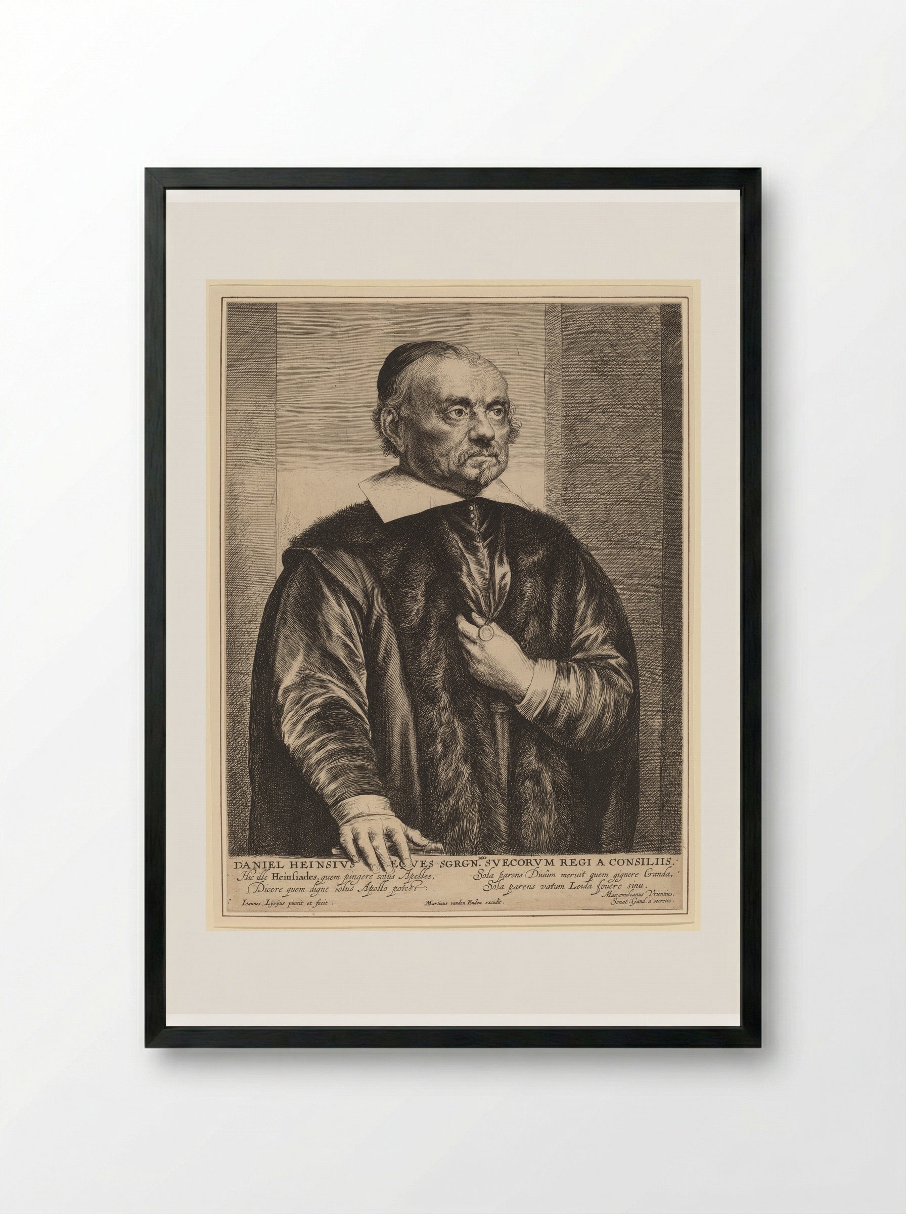 Daniel Heinsius - Jan Lievens - Framed Print Black