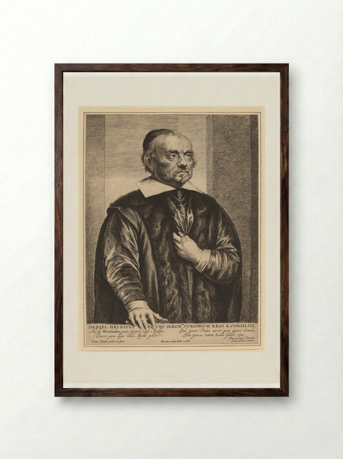 Daniel Heinsius - Jan Lievens - Framed Print Dark Wood