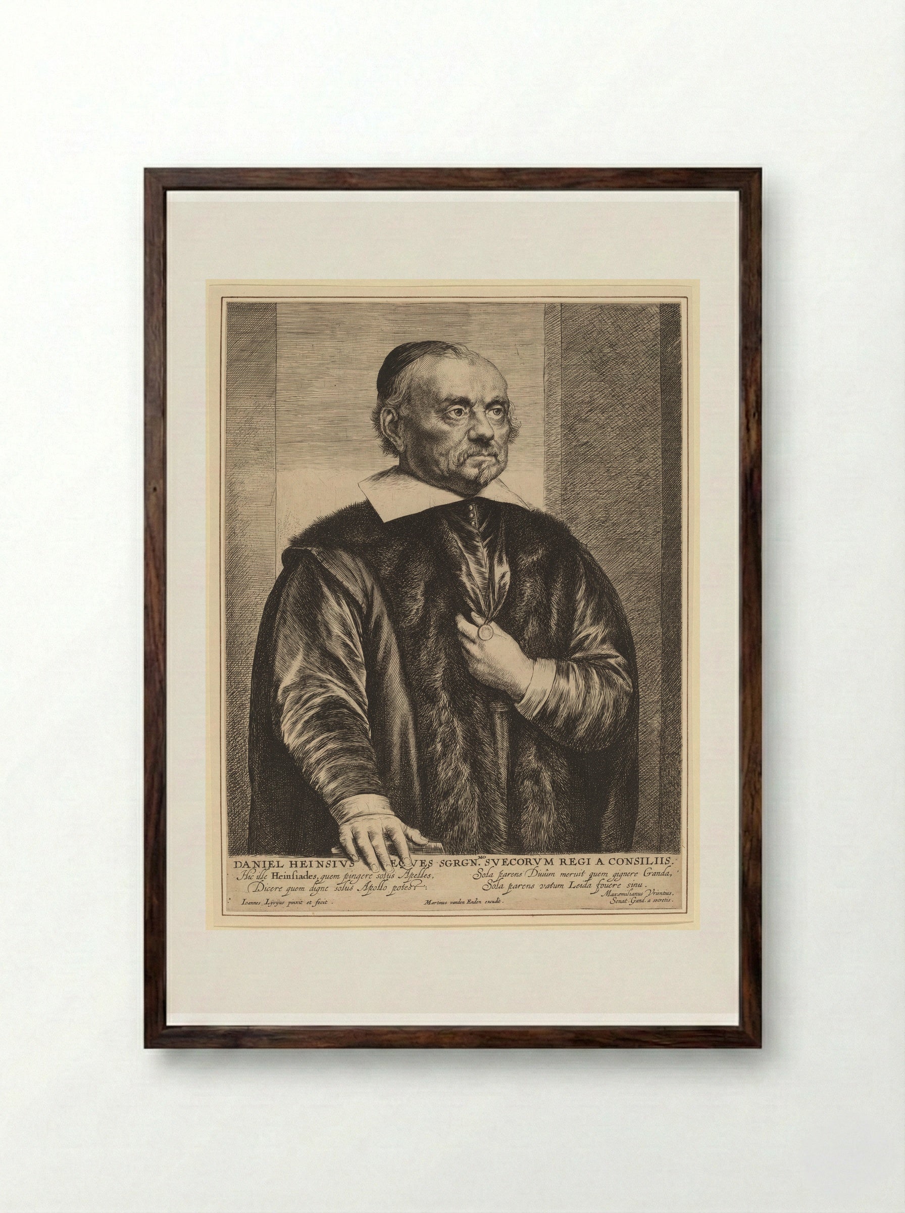 Daniel Heinsius - Jan Lievens - Framed Print Dark Wood