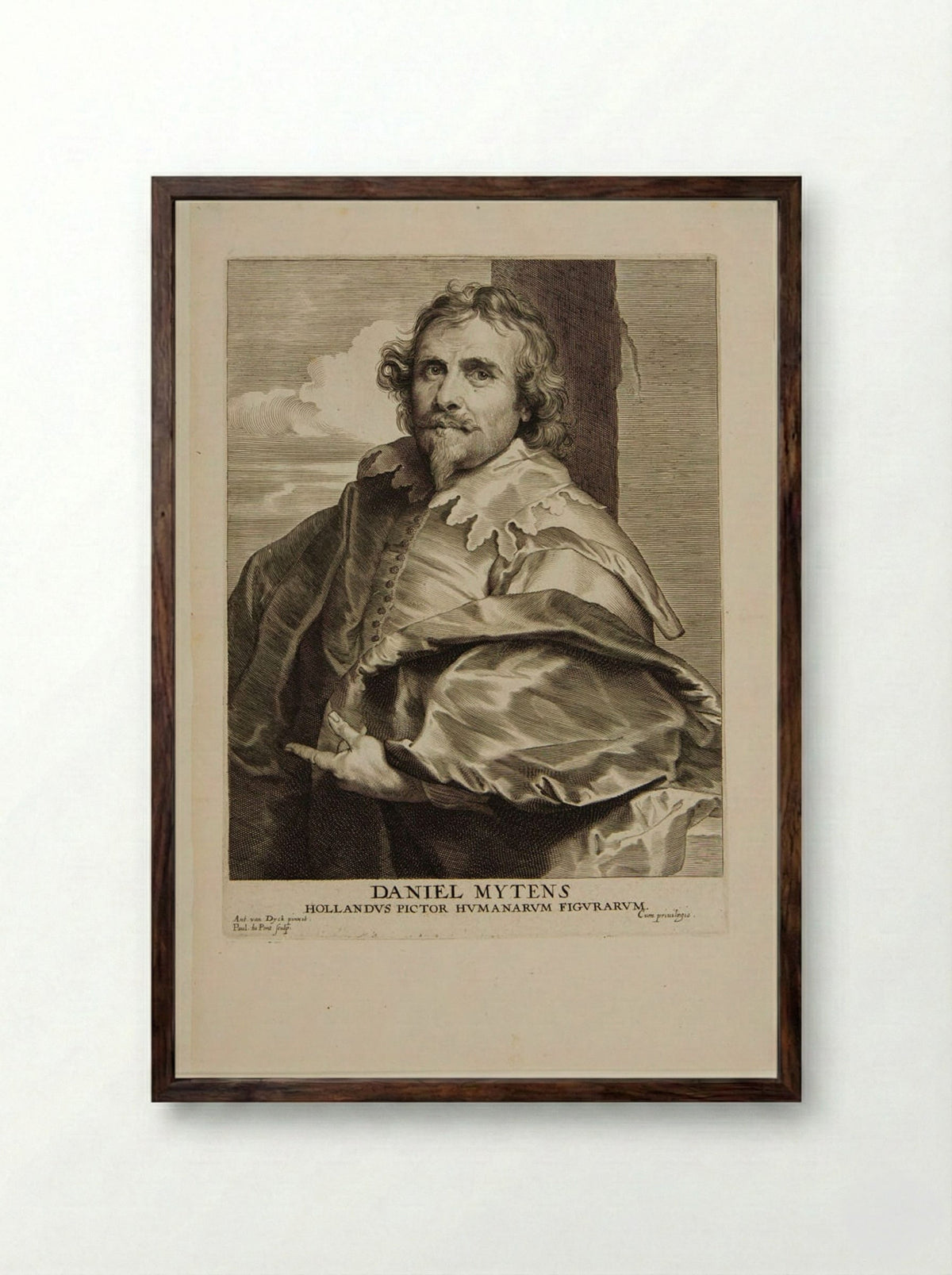 Daniel Mytens, the Elder - Paulus Pontius - Framed Print Dark Wood