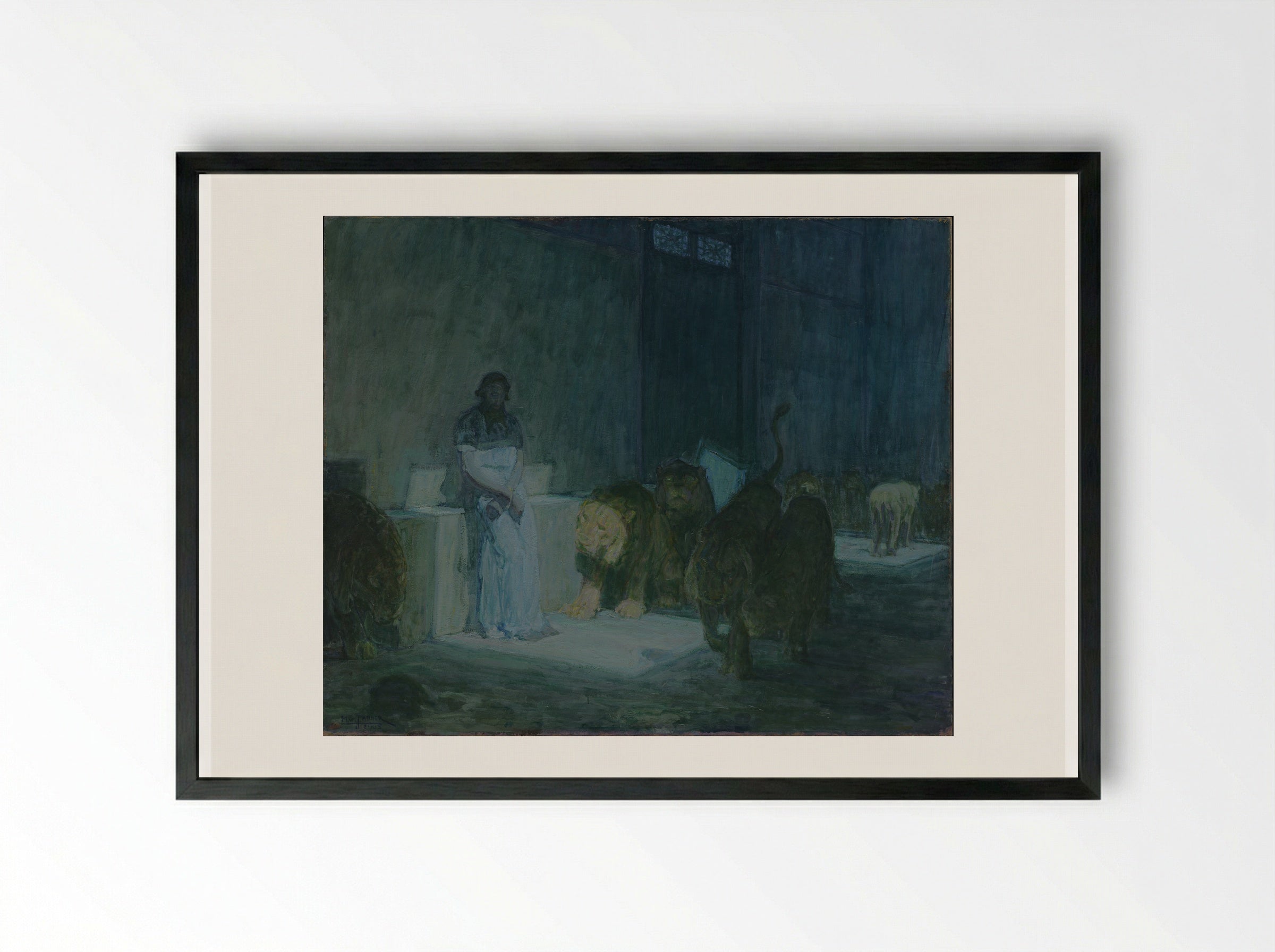 Daniel in the Lions' Den - Henry Ossawa Tanner - Framed Print Black