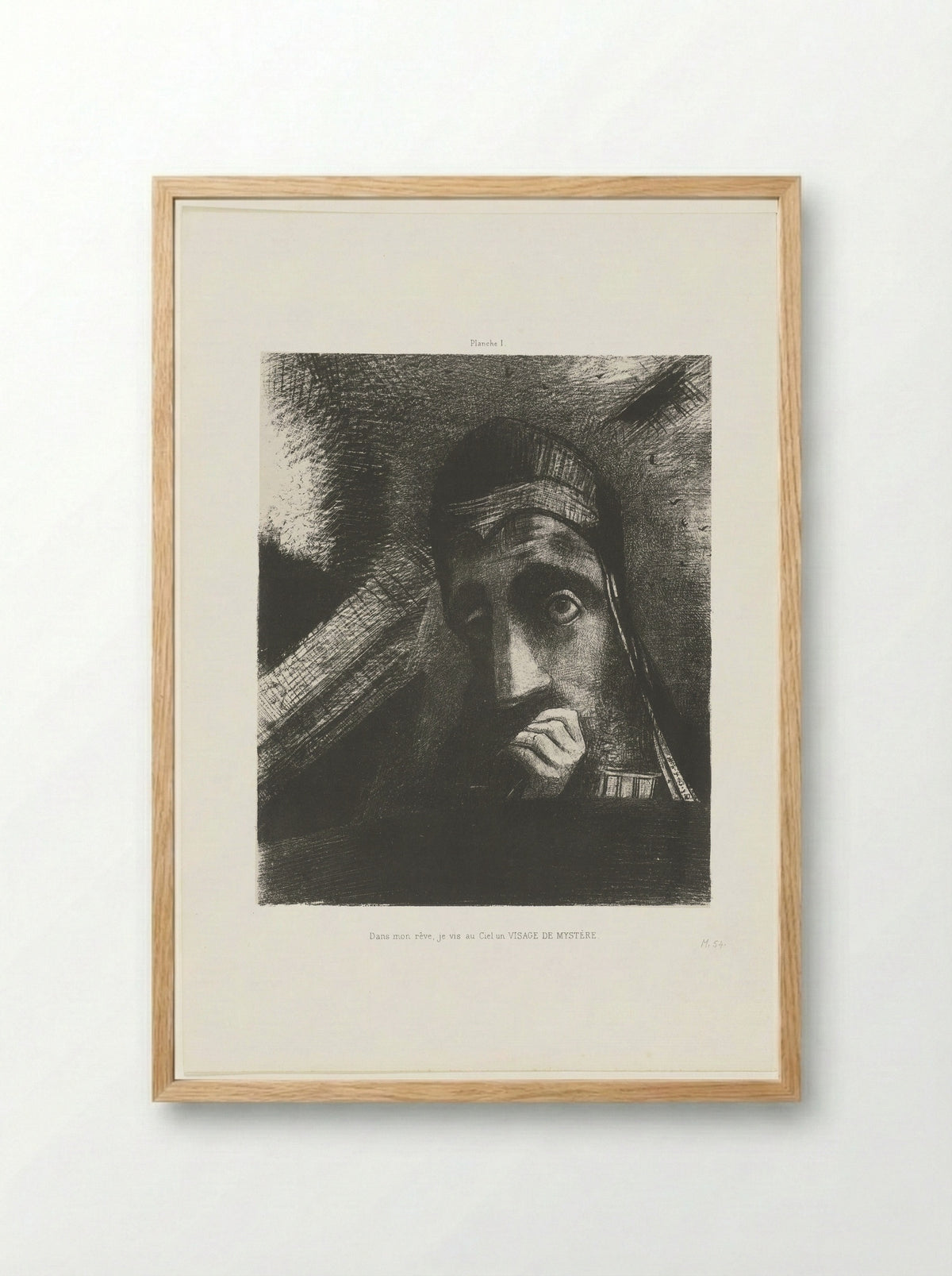 Dans mon rêve, je vis au ciel un visage de mystère - Odilon Redon - Framed Print Wood