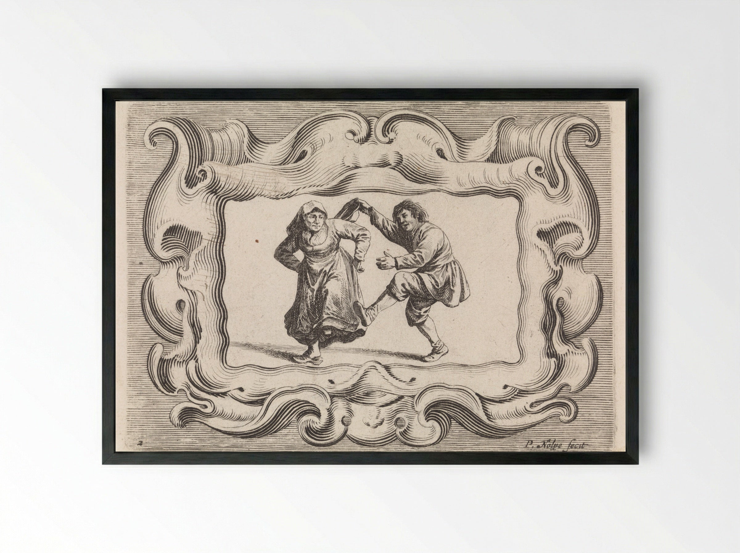 Dansend boerenpaar - Pieter Nolpe - Framed Print Black