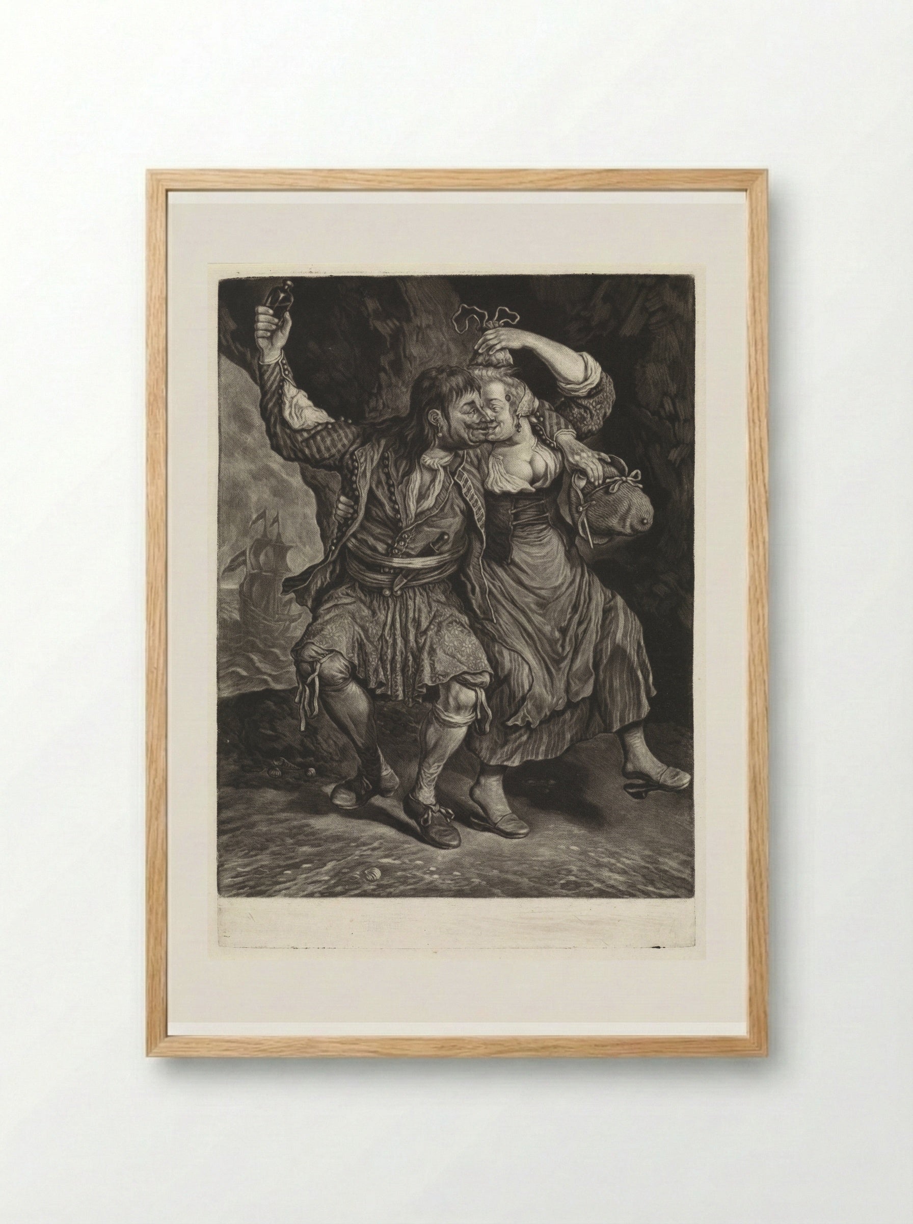 Dansend paar (Dancing Couple) - Cornelis Dusart - Framed Print Wood