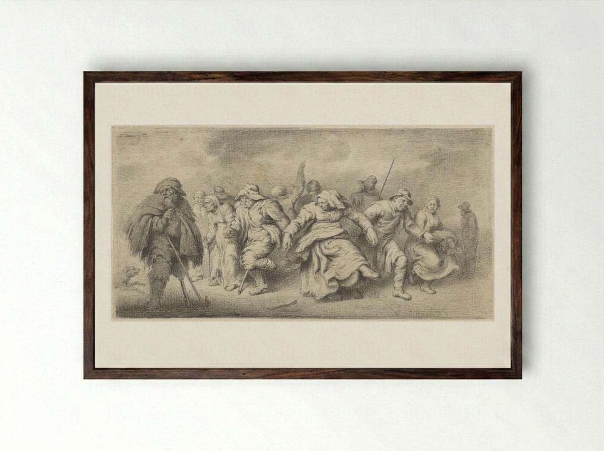 Dansende bedelaars (Dancing Beggars) - Woutherus Mol - Framed Print Dark Wood