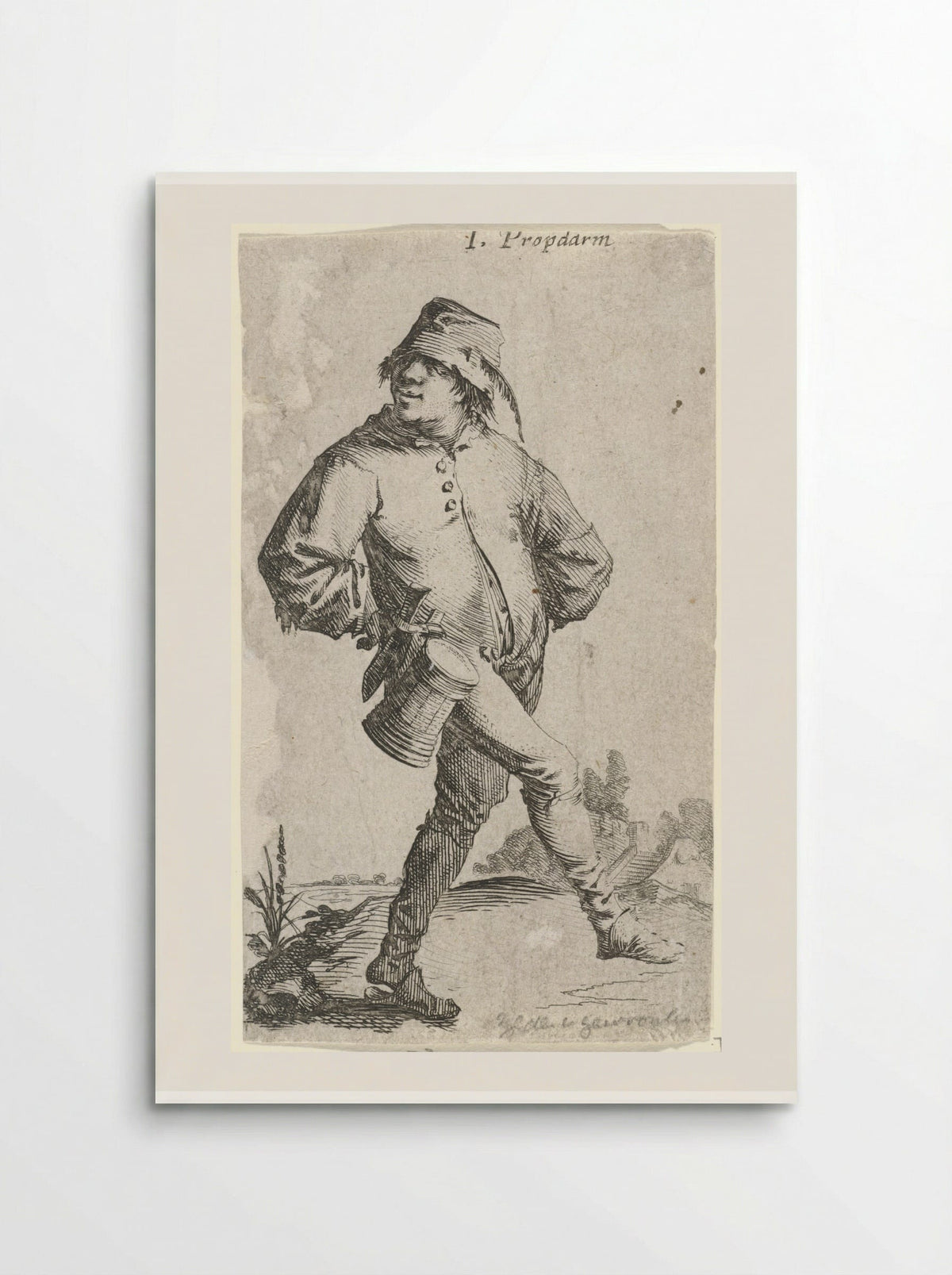 Dansende boer met kroes en mes - Salomon Savery - Poster