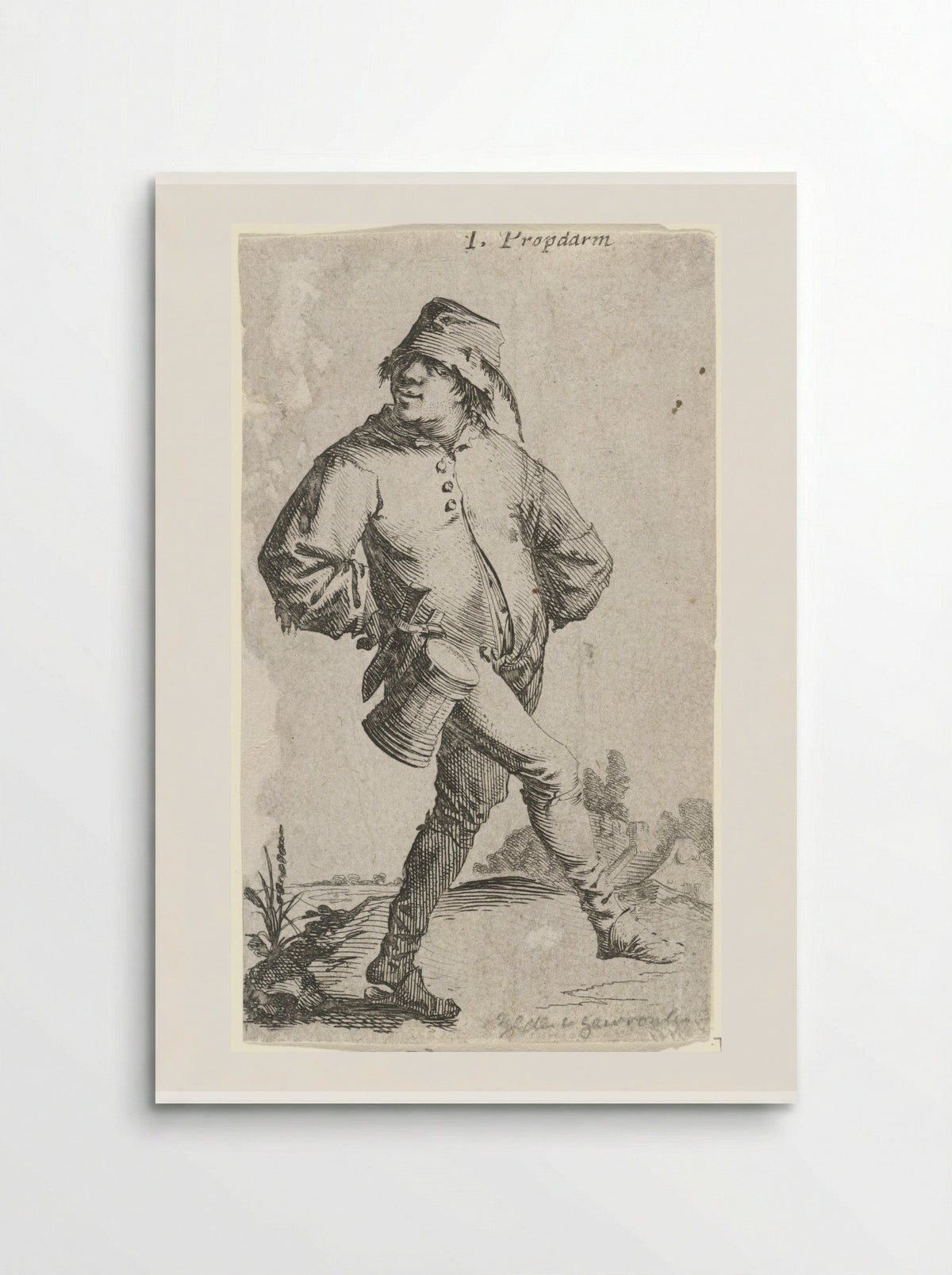Dansende boer met kroes en mes - Salomon Savery - Poster