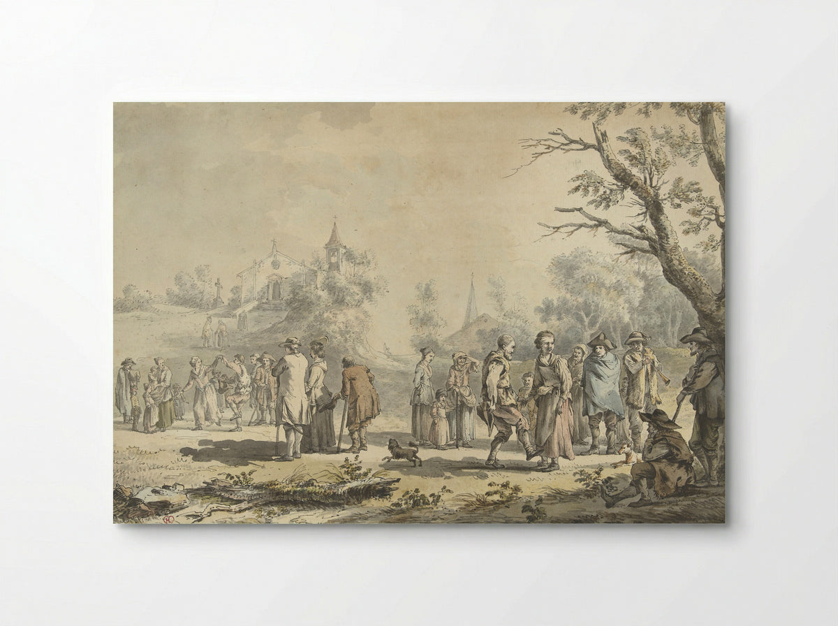 Dansende landlieden en toeschouwers bij een dorp - Jean-Jacques de Boissieu - Poster