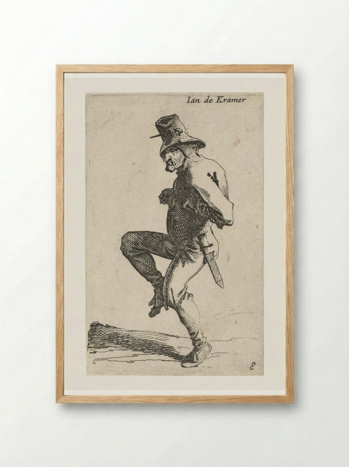 Dansende man met mes - Salomon Savery - Framed Print Wood