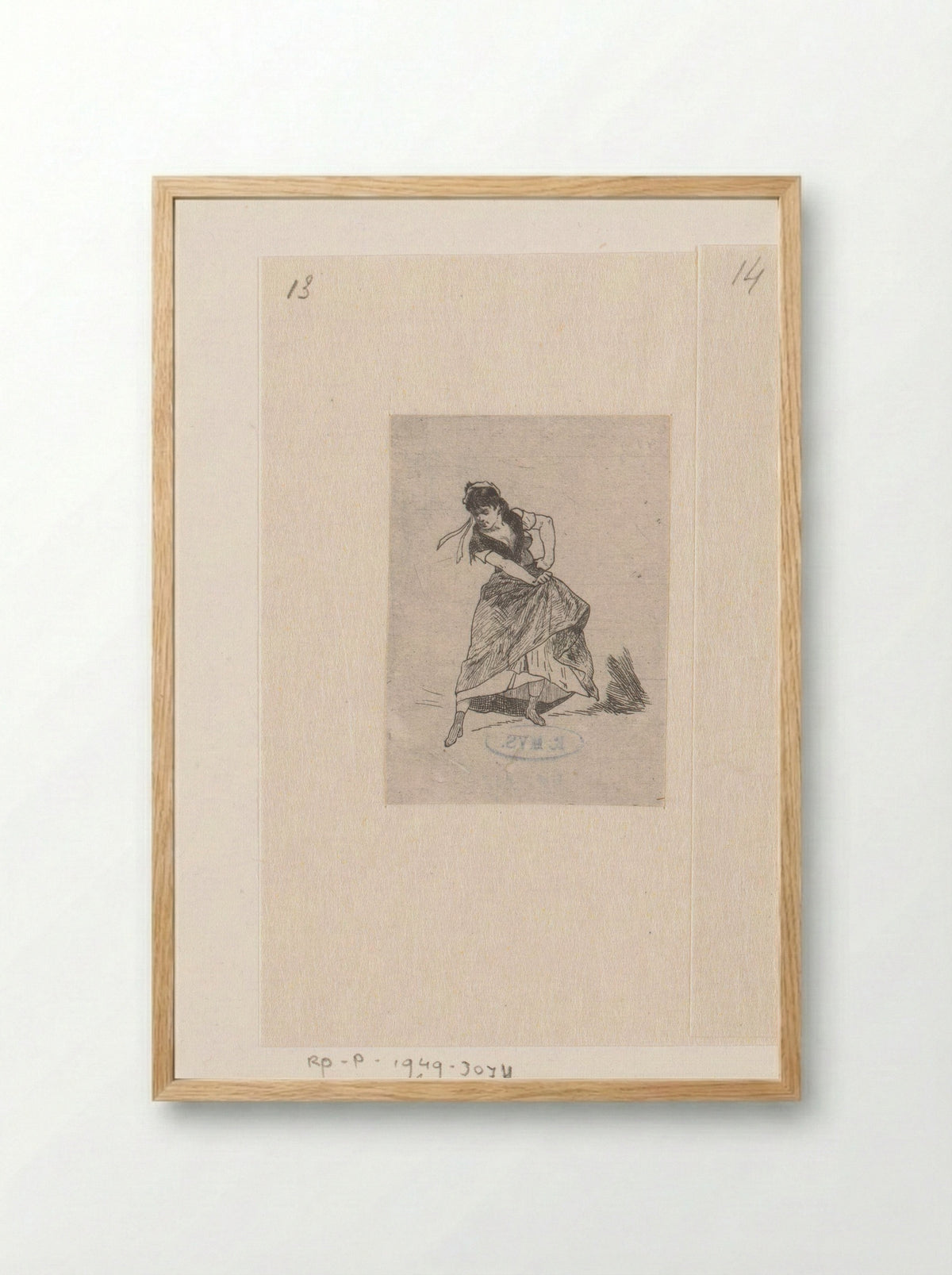 Dansende vrouw zwaait met haar rok - Félicien Rops - Framed Print Wood