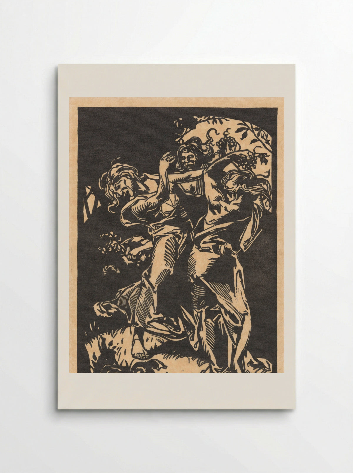 Dansende vrouwen met druiventrossen en sater - Johannes Josephus Aarts - Poster