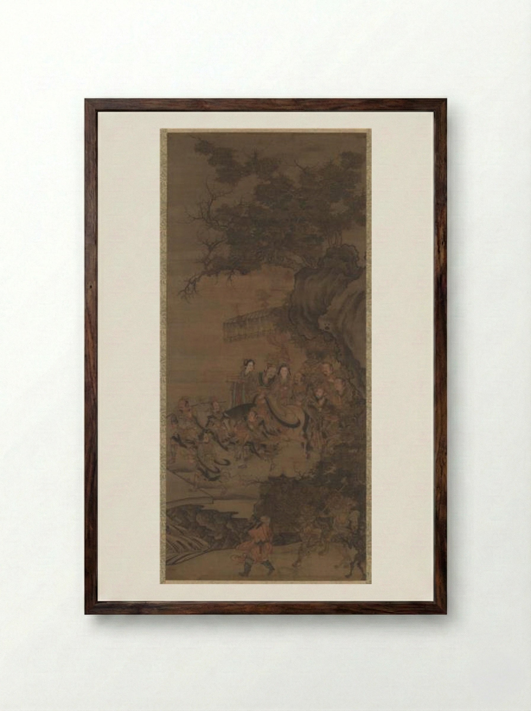 Daoist Deity of Earth - Wu Daozi - Framed Print Dark Wood