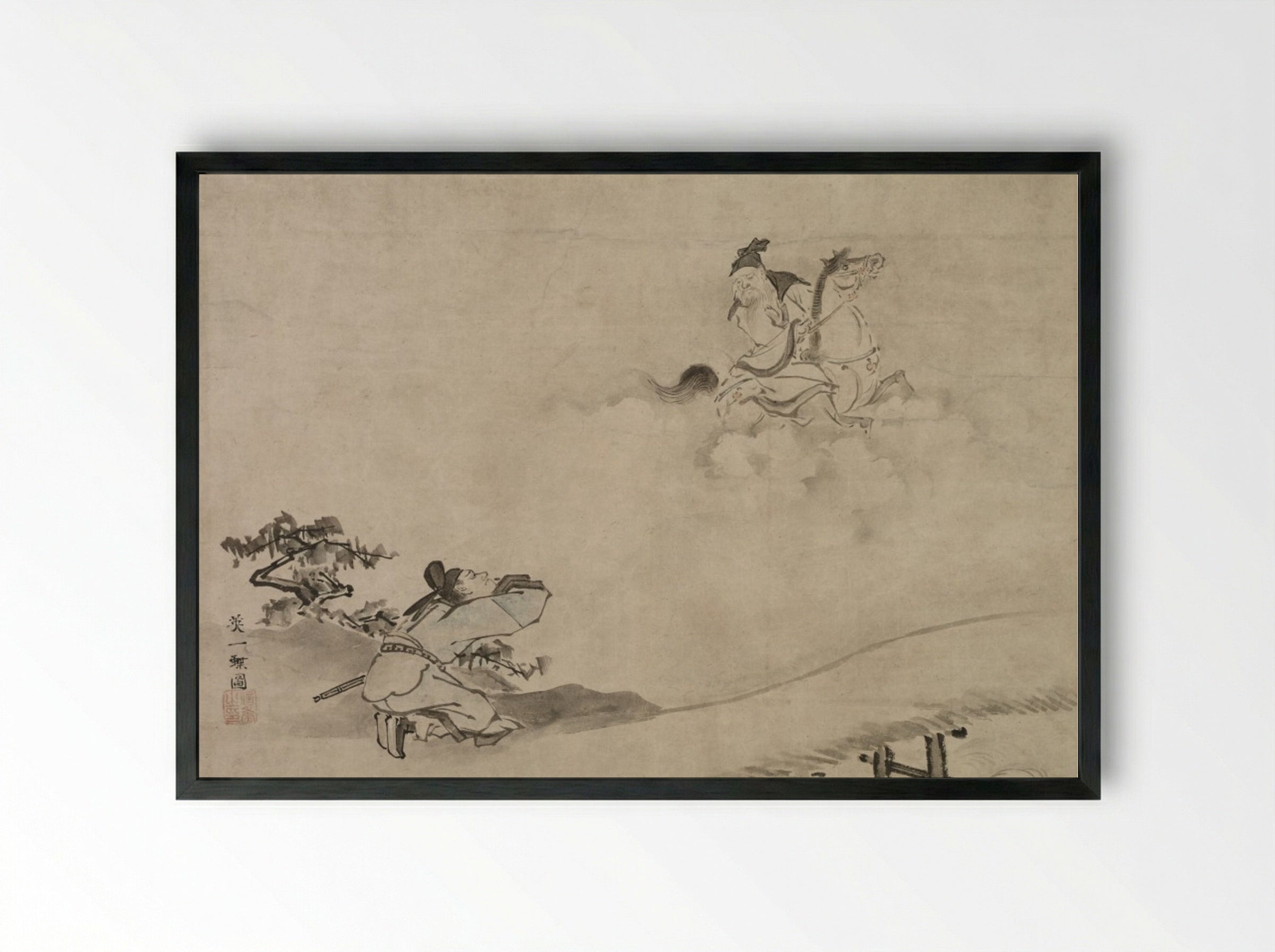 Daoist Immortal - Hanabusa Itchō - Framed Print Black