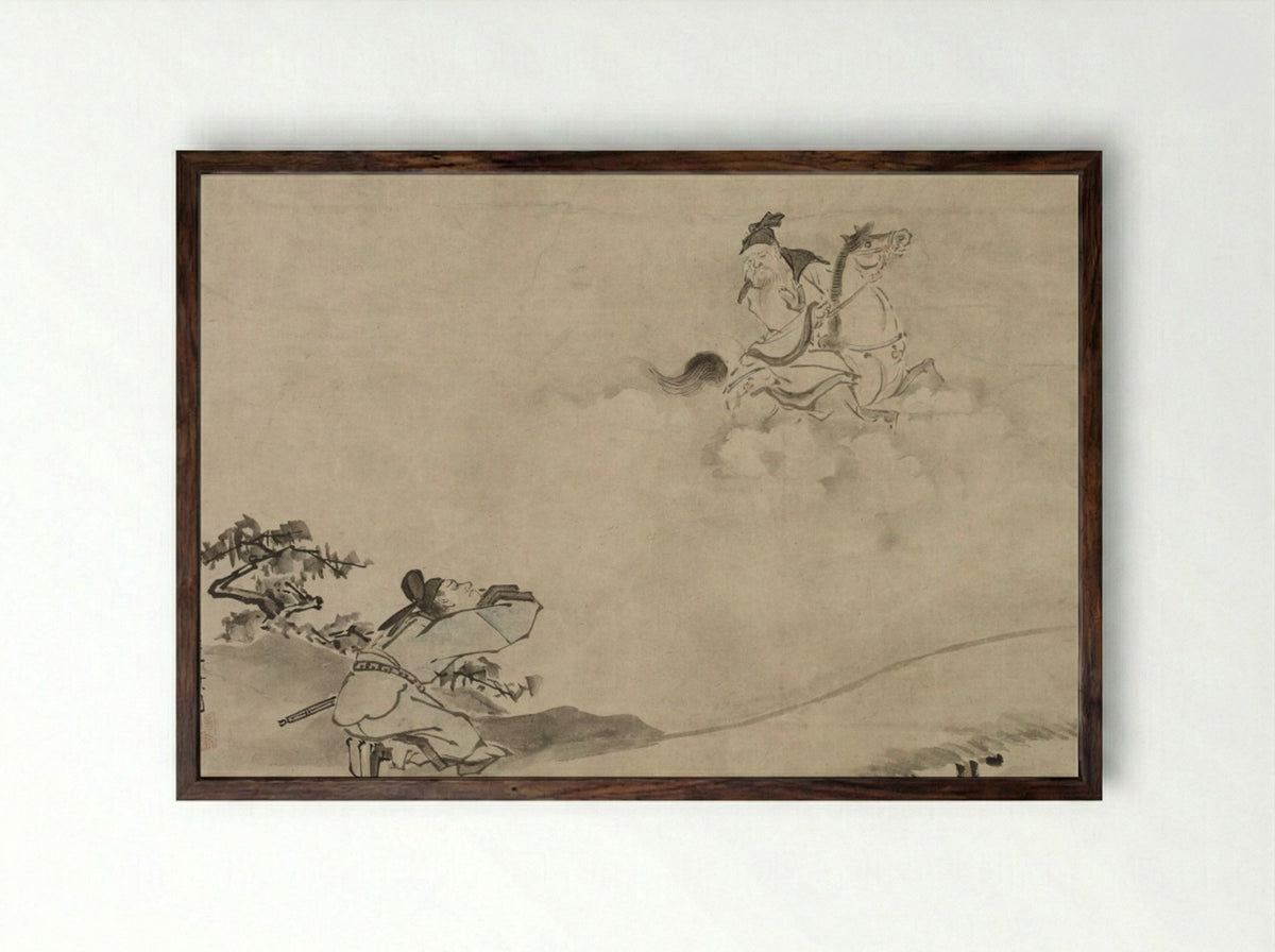 Daoist Immortal - Hanabusa Itchō - Framed Print Dark Wood