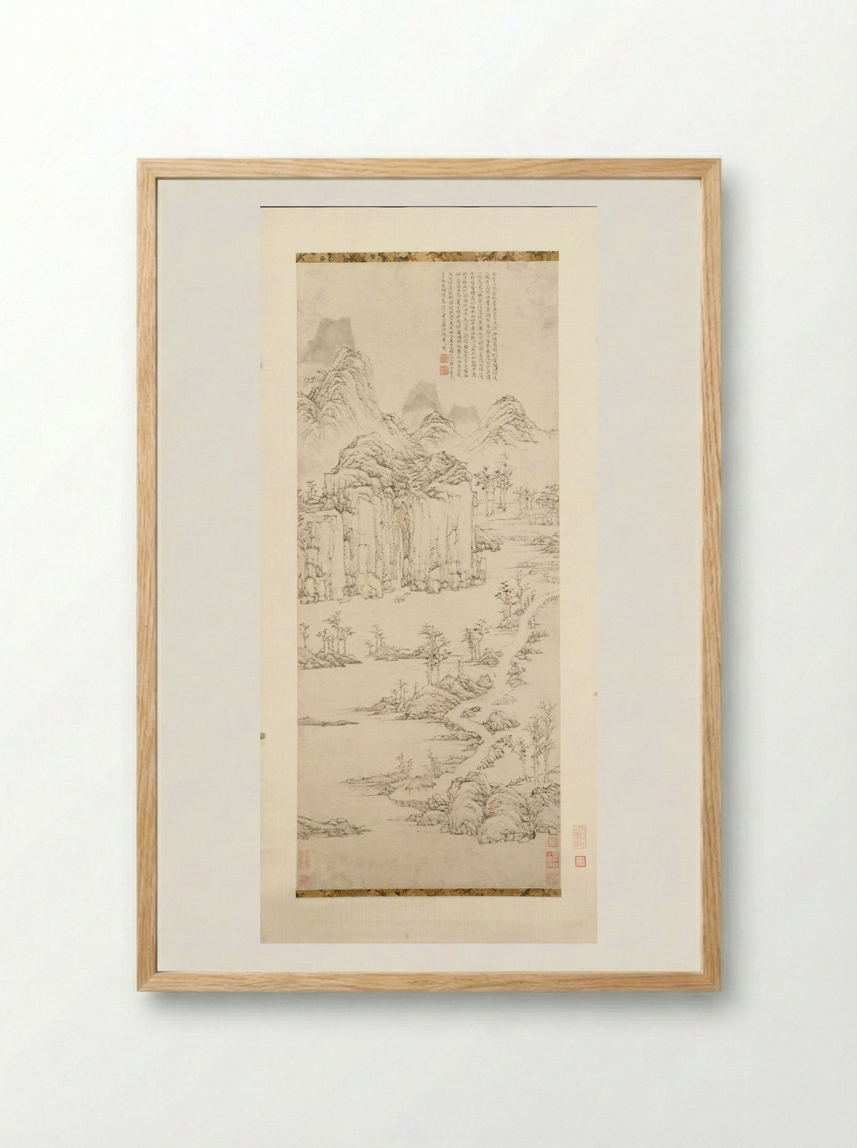 Daoist Retreat in Mountain and Stream - Lu Zhi - Framed Print Wood