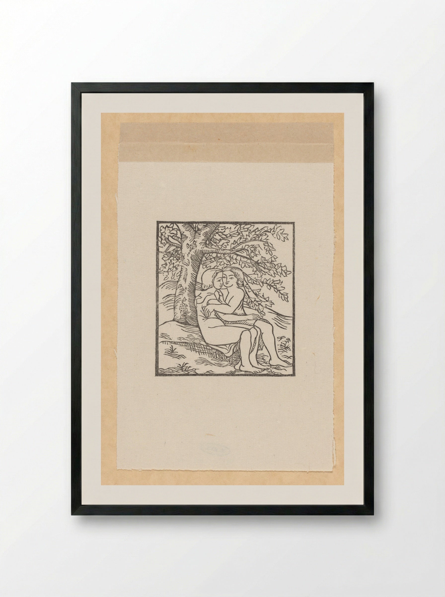 Daphnis and Chloe Embracing Under an Oak - Aristide Maillol - Framed Print Black