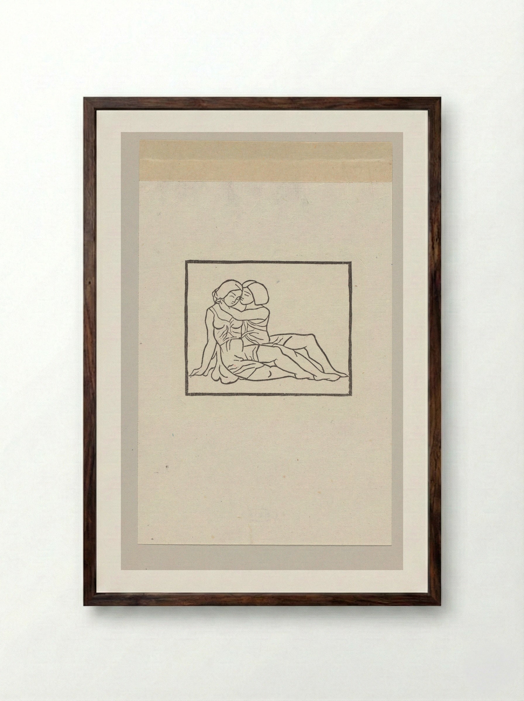 Daphnis and Chloe Embracing - Aristide Maillol - Framed Print Dark Wood
