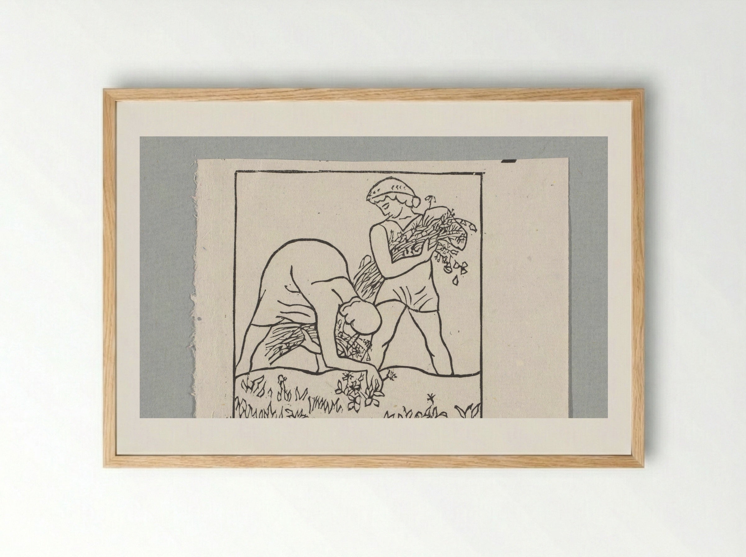 Daphnis and Chloe Gathering Flowers - Aristide Maillol - Framed Print Wood