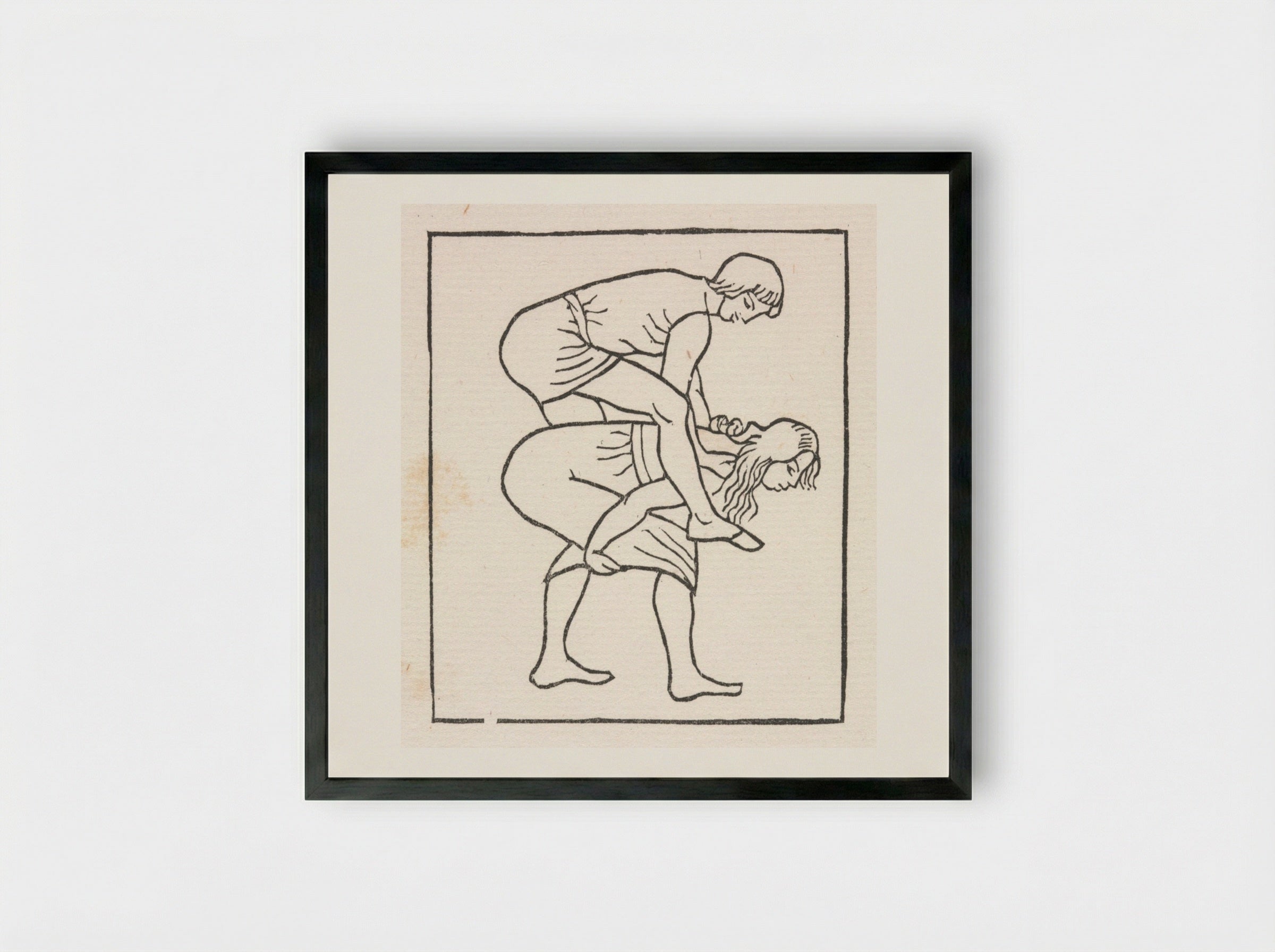 Daphnis and Chloe: Daphnis Puts the Apple into Chloe's Bosom - Aristide Maillol - Framed Print Black