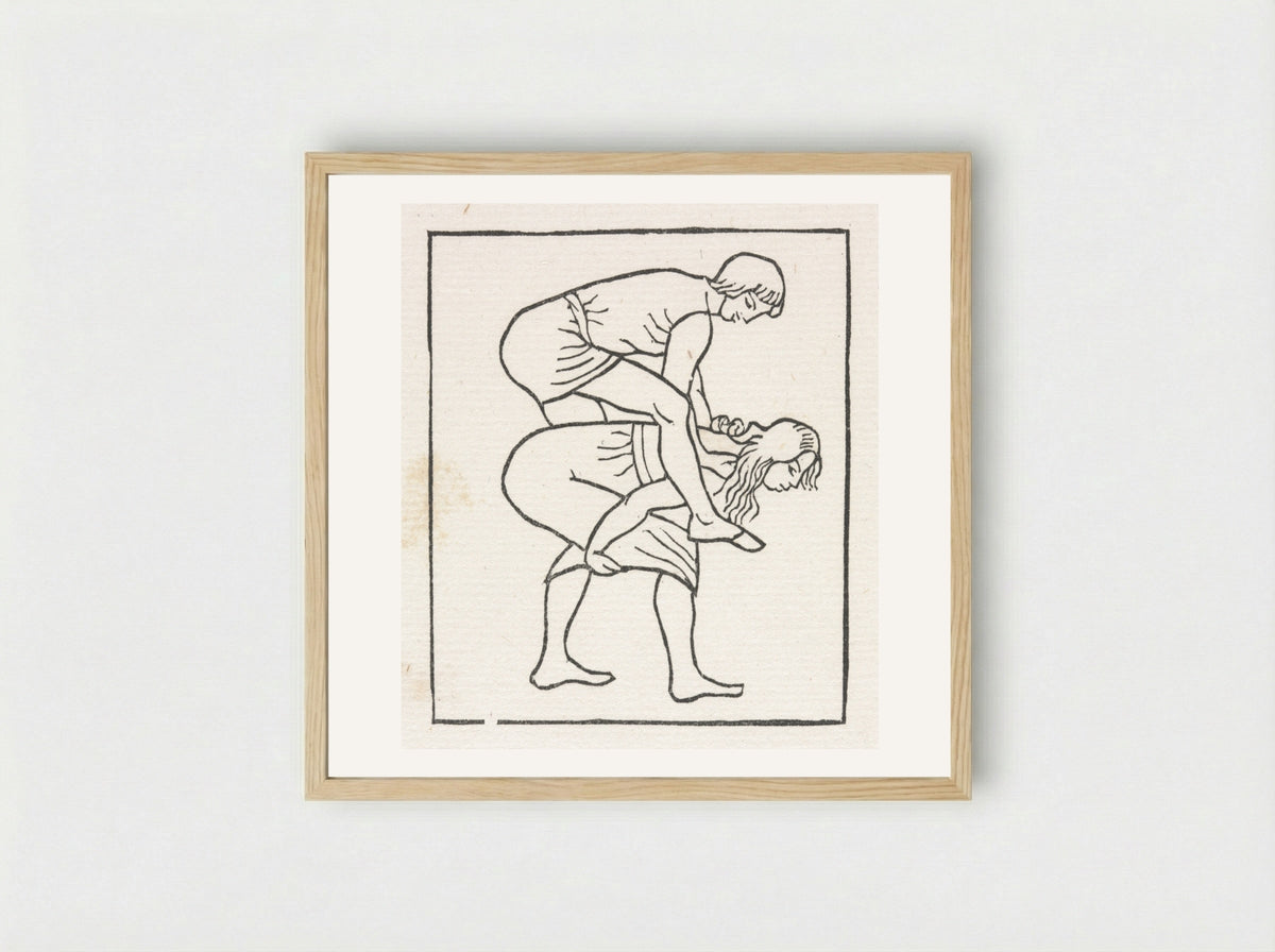 Daphnis and Chloe: Daphnis Puts the Apple into Chloe's Bosom - Aristide Maillol - Framed Print Wood