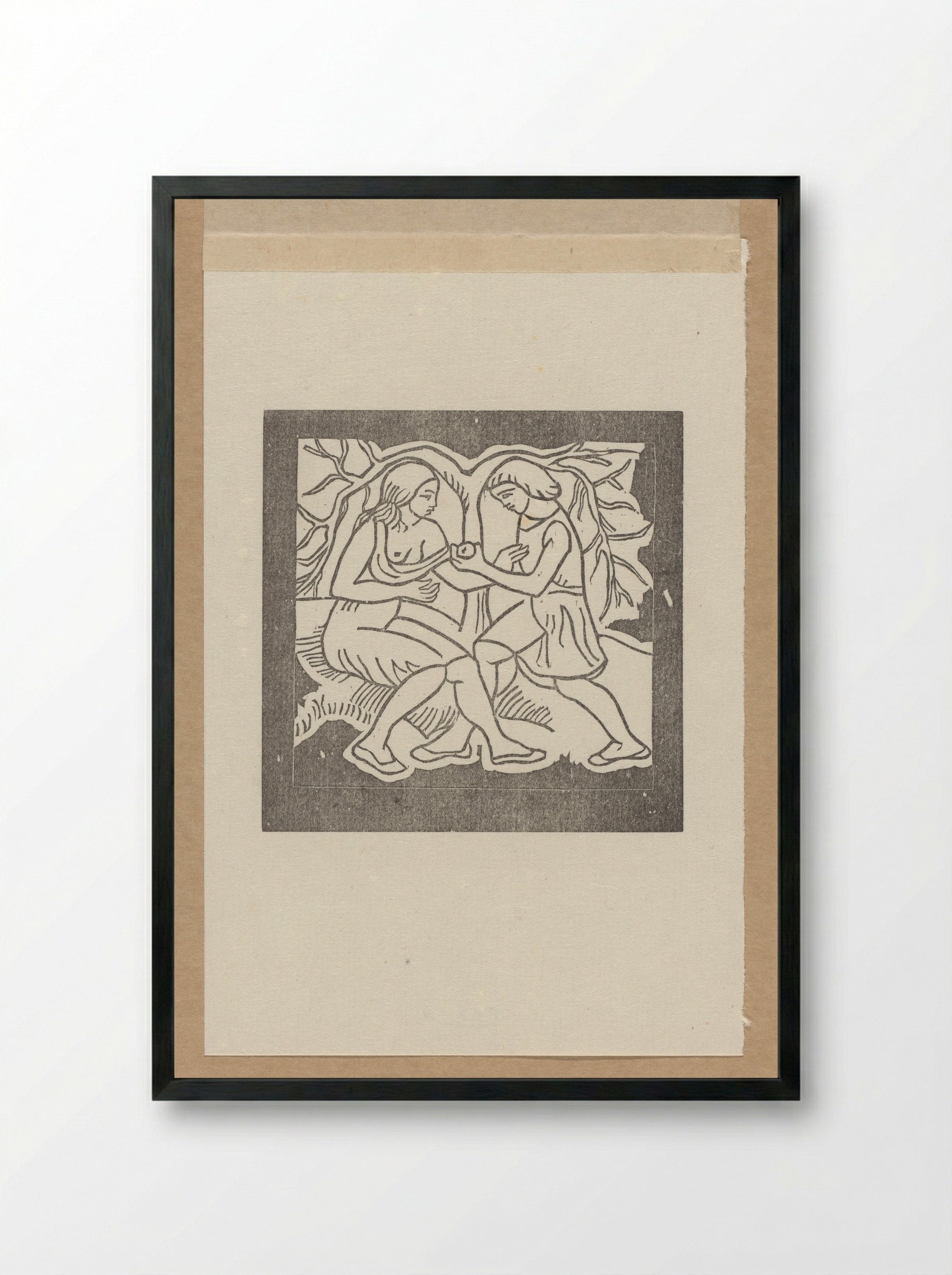 Daphnis gives Chloe an apple - Aristide Maillol - Framed Print Black