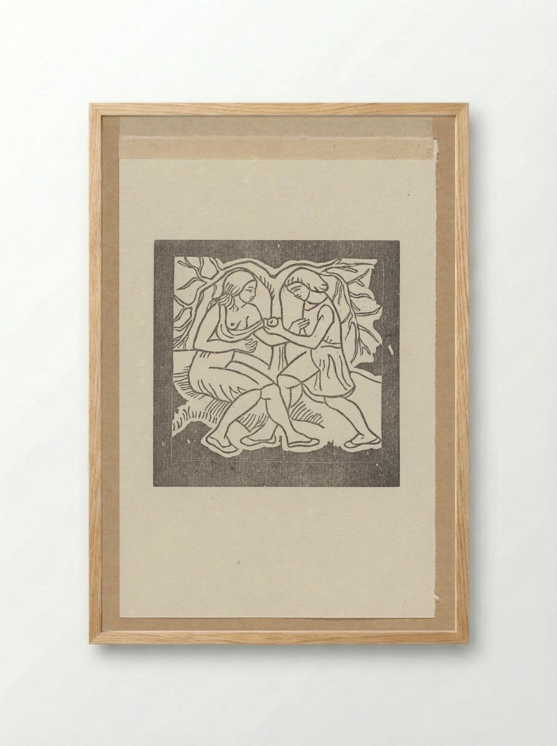 Daphnis gives Chloe an apple - Aristide Maillol - Framed Print Wood