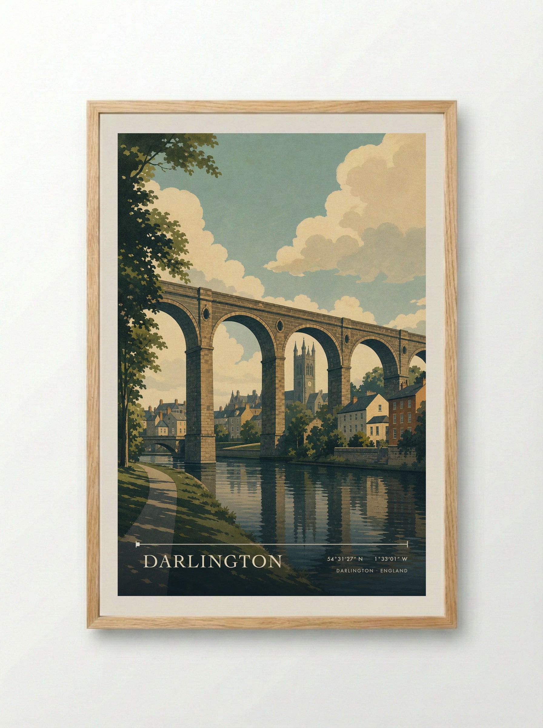 Darlington England Travel Poster - Framed Print Wood
