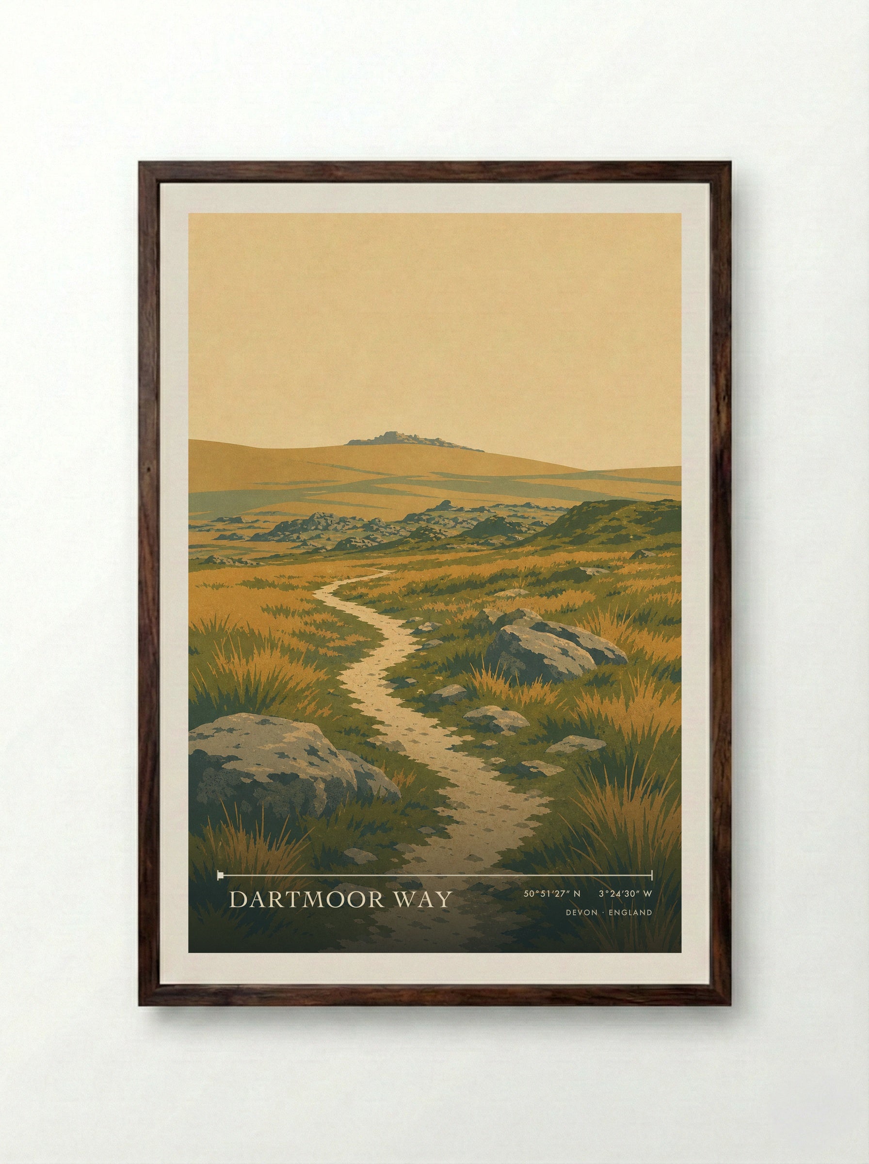 Dartmoor Way Devon England Travel Poster - Framed Print Dark Wood