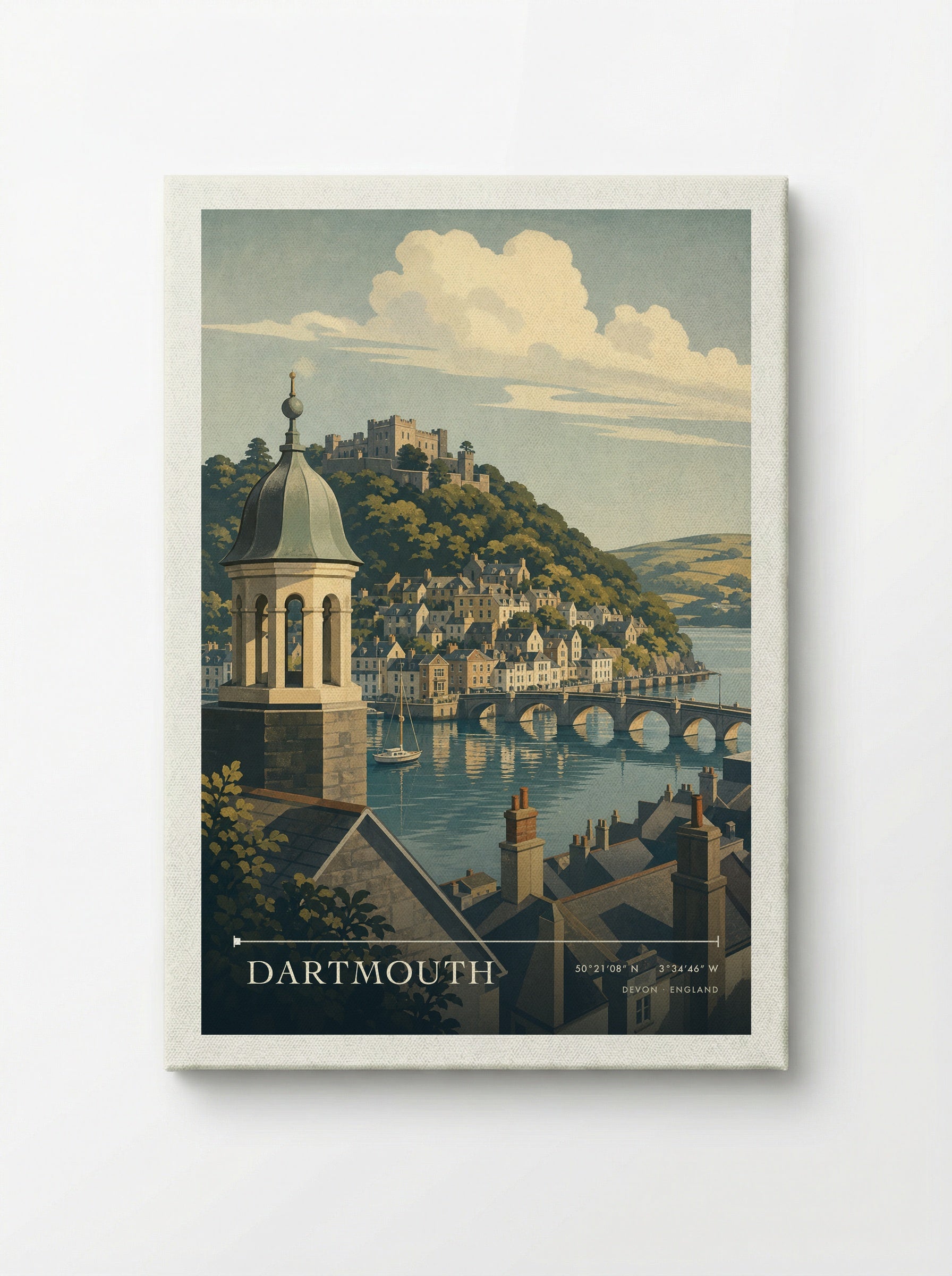 Dartmouth Devon England Travel Poster - Canvas