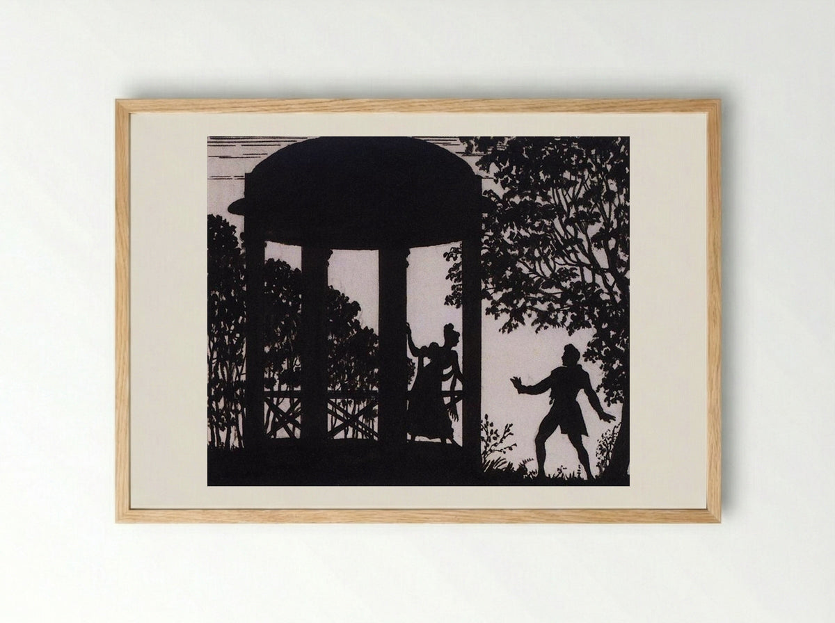 Date of Vladimir and Masha in the garden - Boris Kustodiev - Framed Print Wood